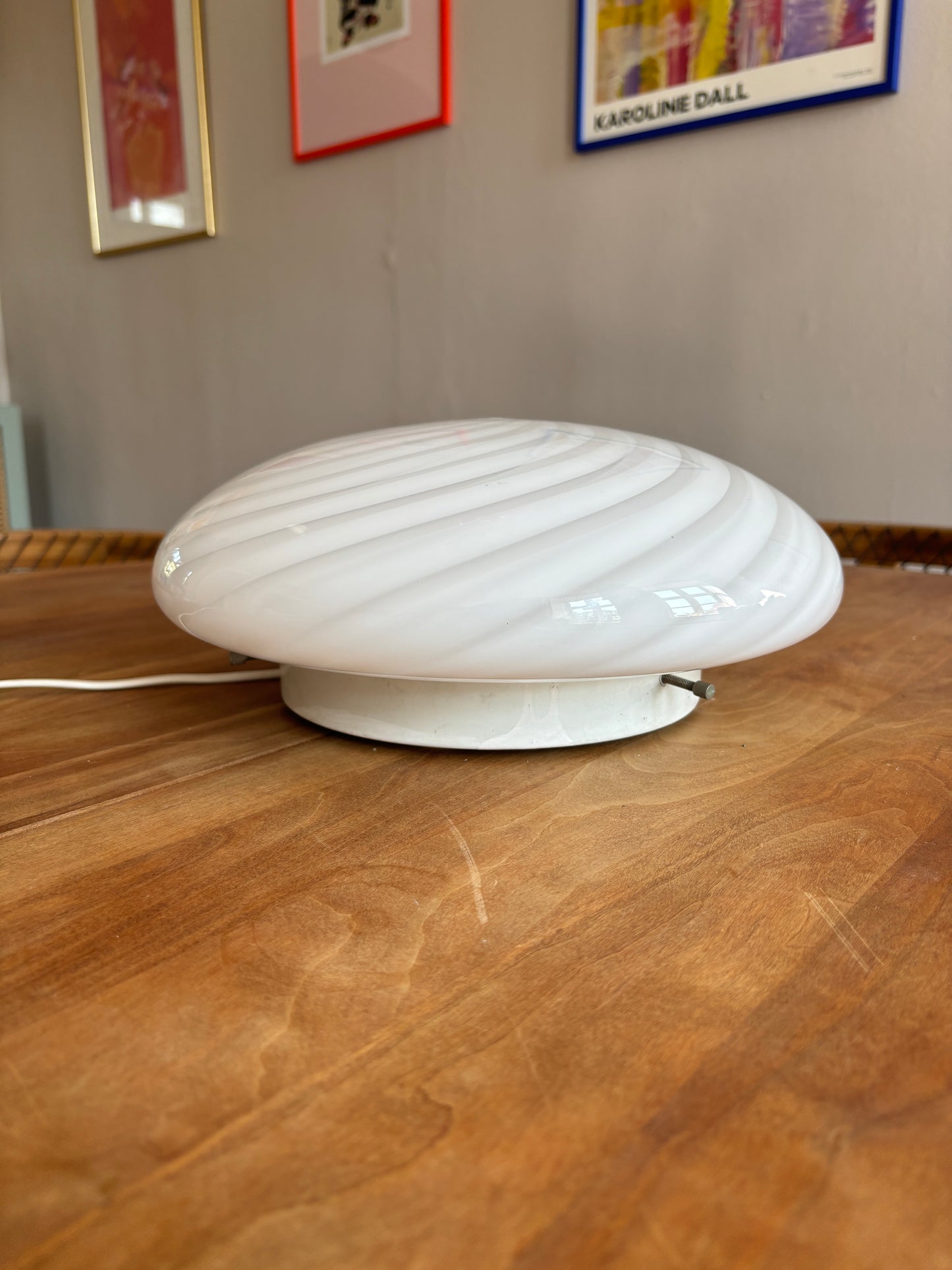 Vintage Murano plafond swirl 30 cm hvid