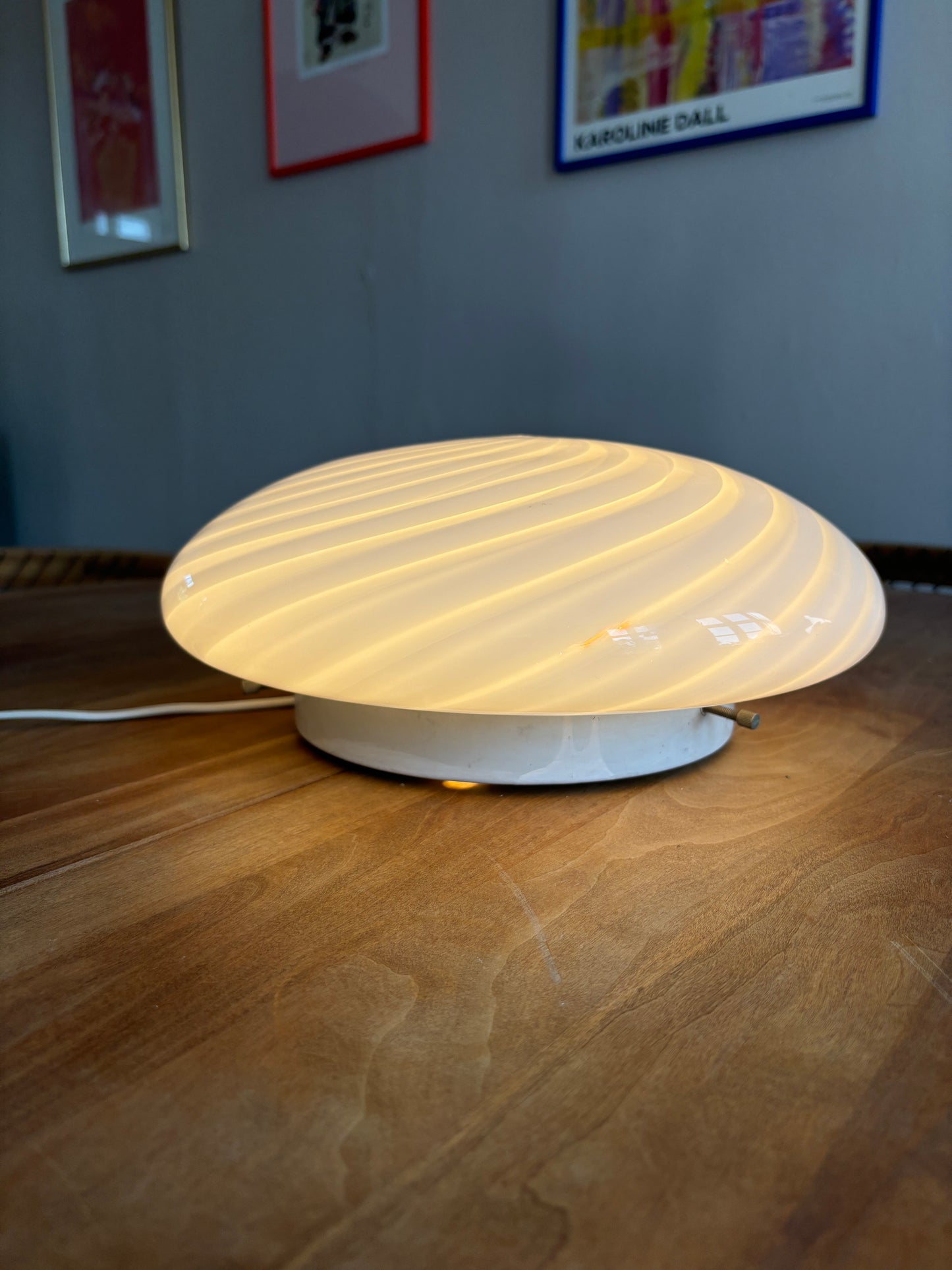 Vintage Murano plafond swirl 30 cm hvid