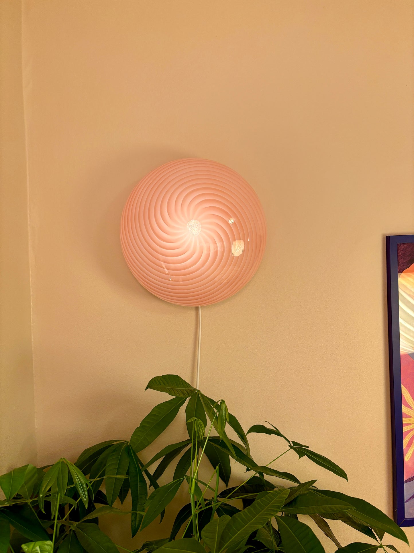 Vintage pink swirl plafond 35 cm