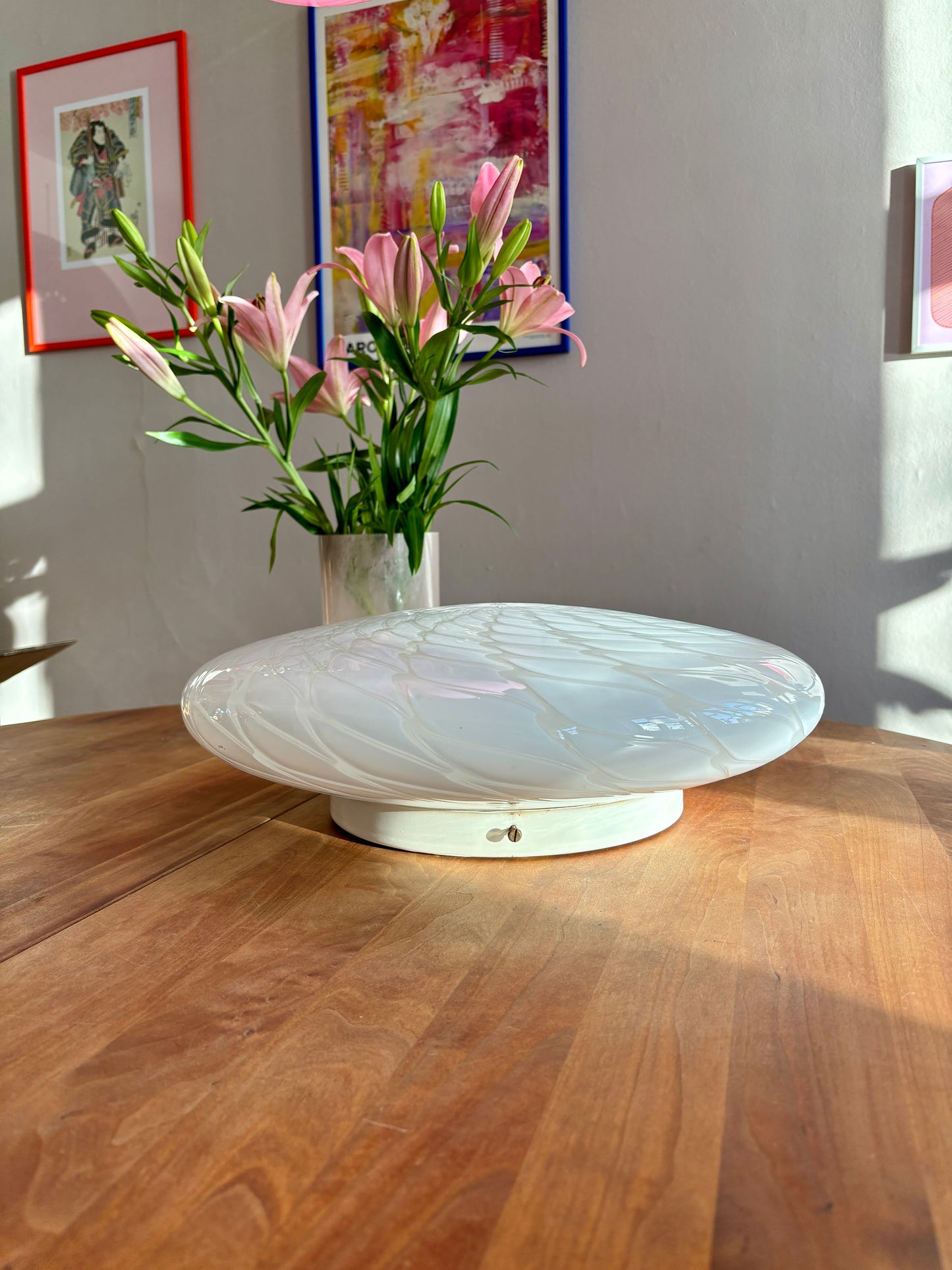 Vintage De Majo peacock plafond i hvid 43 cm