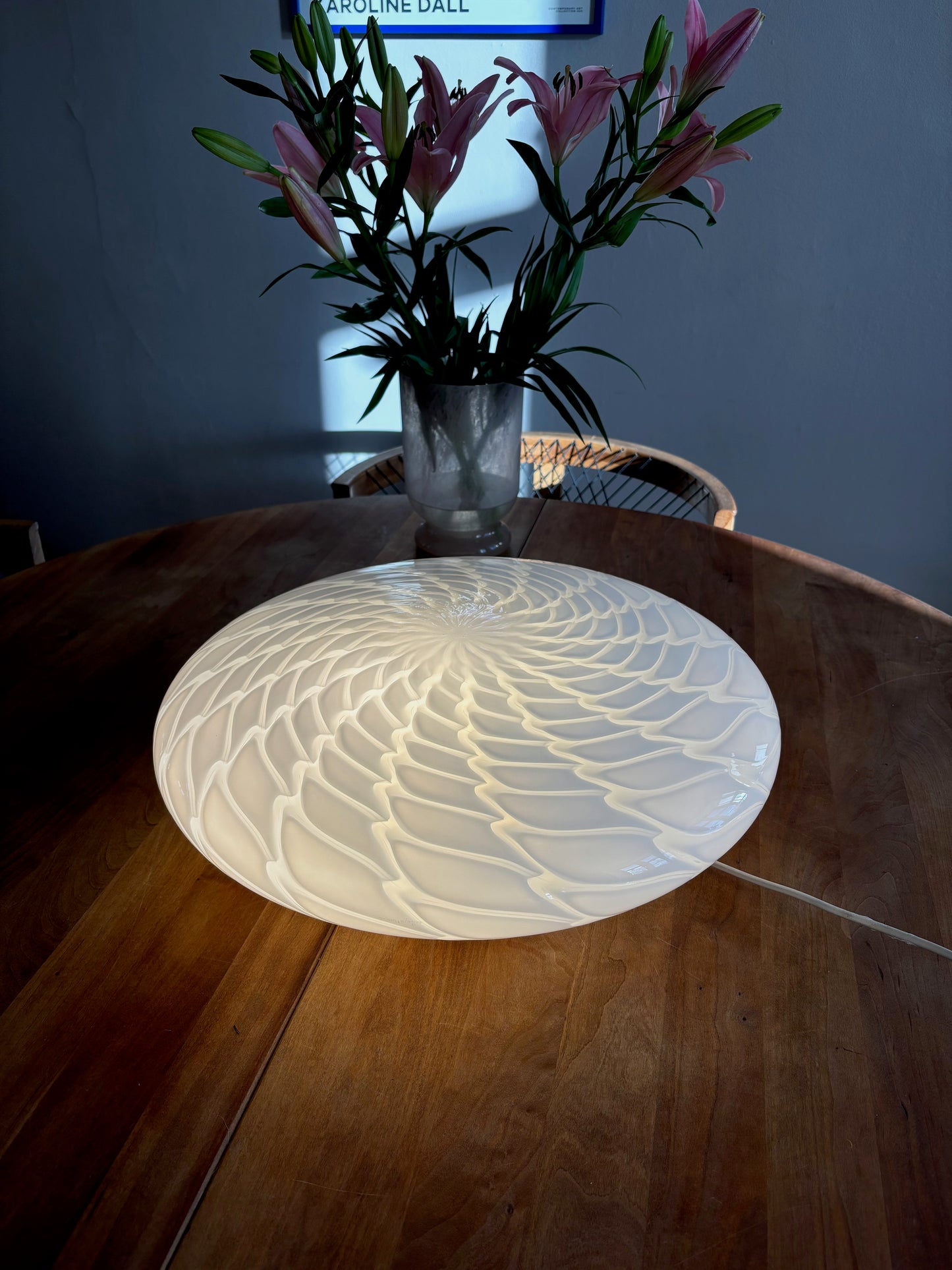 Vintage De Majo peacock plafond i hvid 43 cm