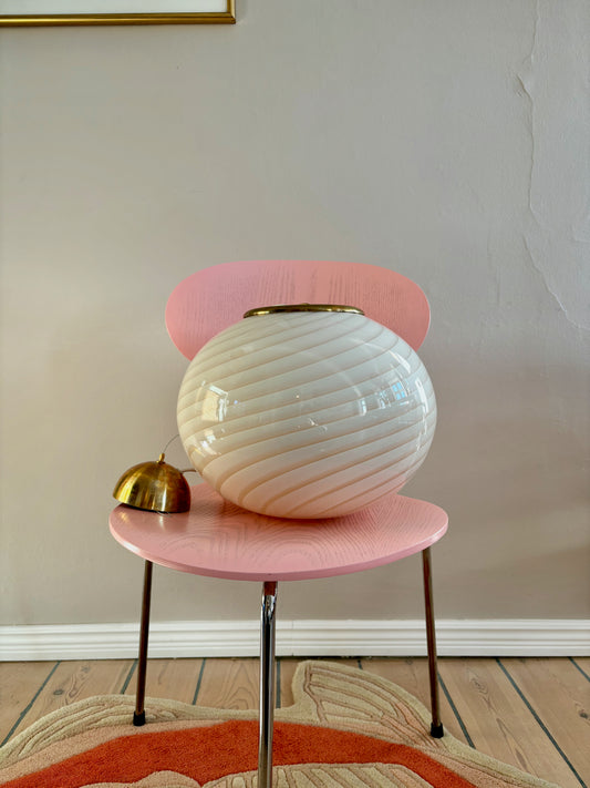 Oval Murano loftslampe i cremegul swirl 25 cm