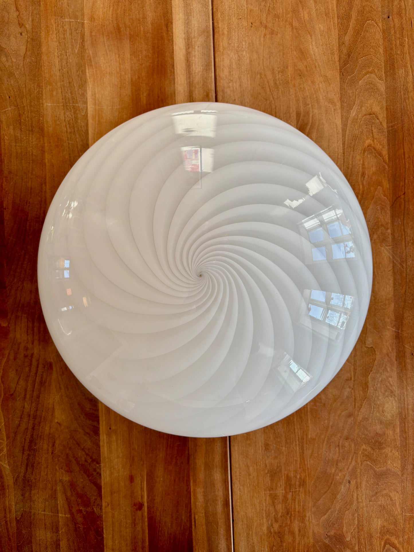Vintage Murano plafond i hvid med swirl 40 cm