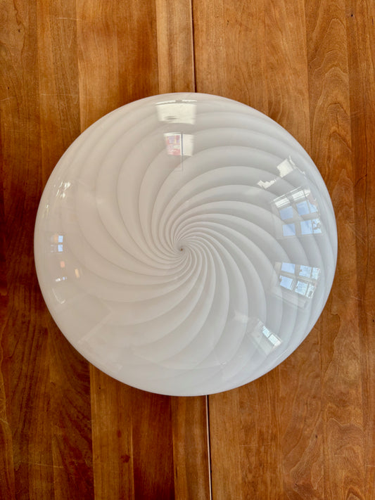 Vintage Murano plafond i hvid med swirl 40 cm