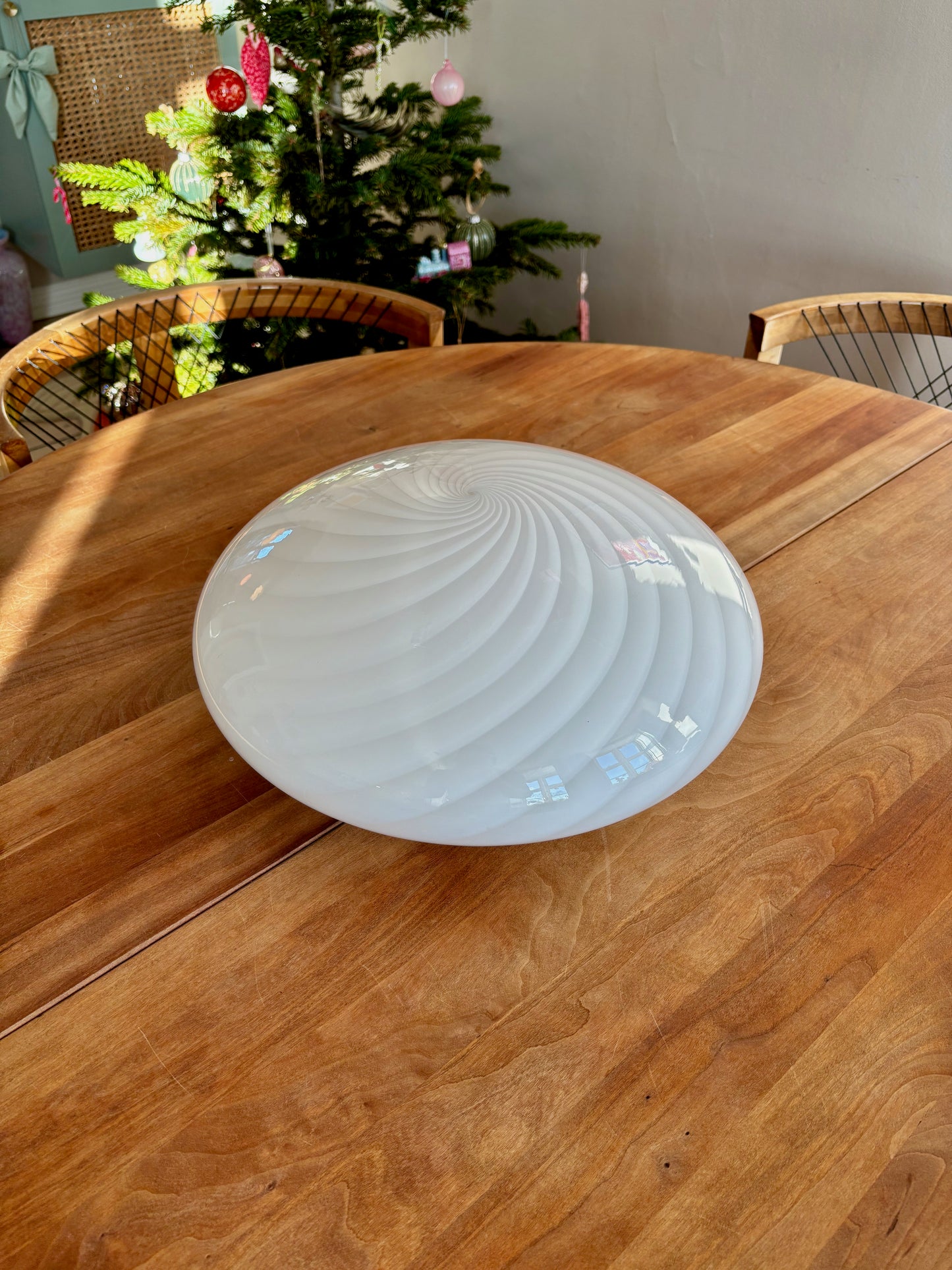 Vintage Murano plafond i hvid med swirl 40 cm