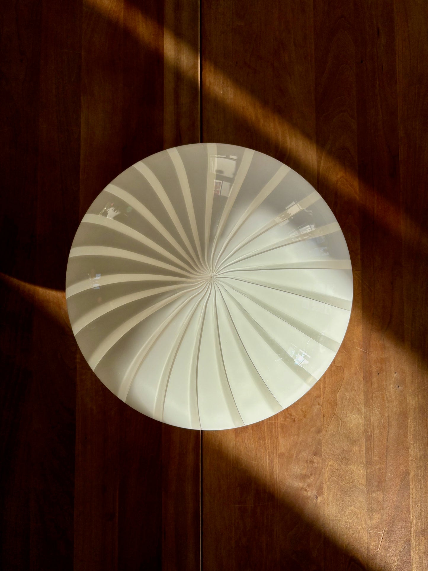 Vintage Murano plafond hvid vertikalt filigrana 35 cm