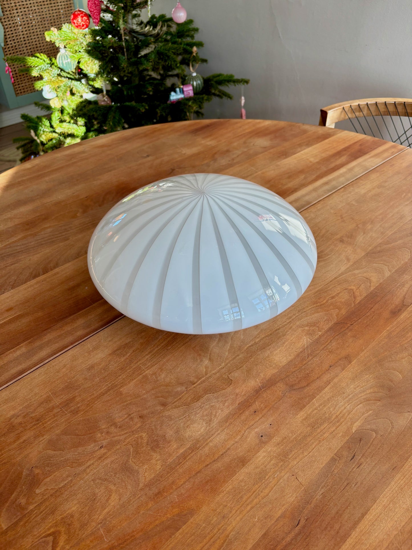 Vintage Murano plafond hvid vertikalt filigrana 35 cm