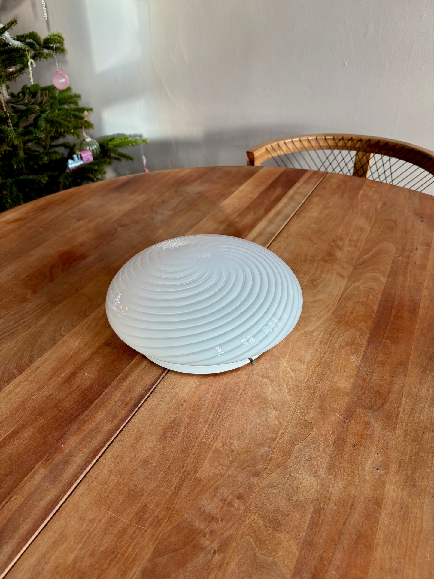 Vintage Murano plafond hvid swirl 27 cm