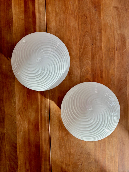 Vintage Murano plafond hvid swirl 27 cm