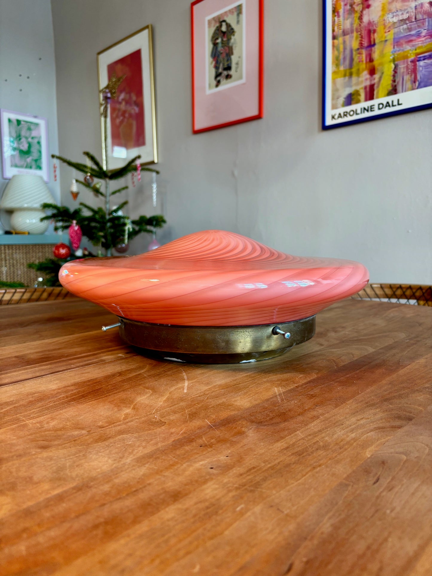 Vintage Murano plafond i pink swirl 40 cm