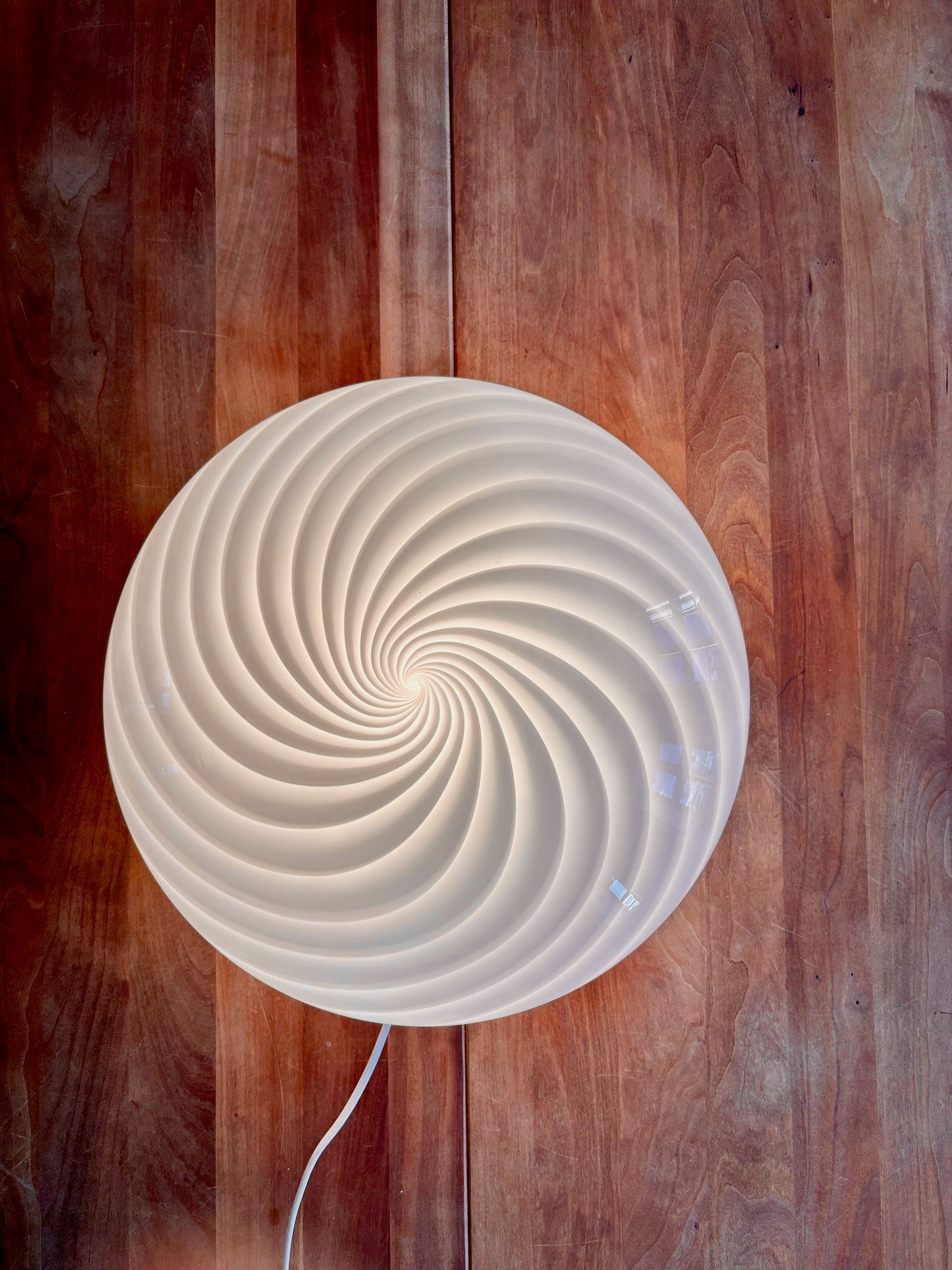 Vintage Murano plafond i hvid med swirl 40 cm