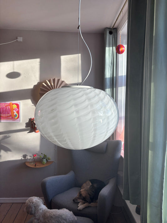 Vintage Murano loftslampe med peacock mønster 45 cm