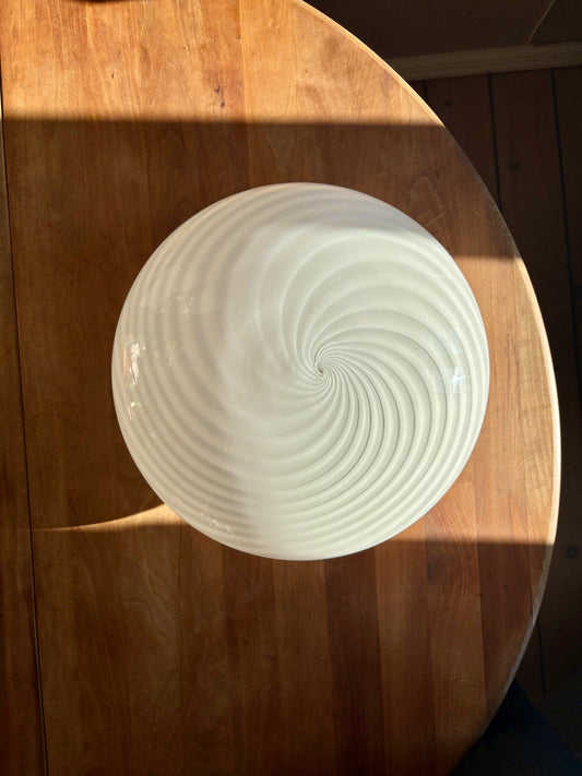 Vintage Murano plafond i hvid swirl 38 cm