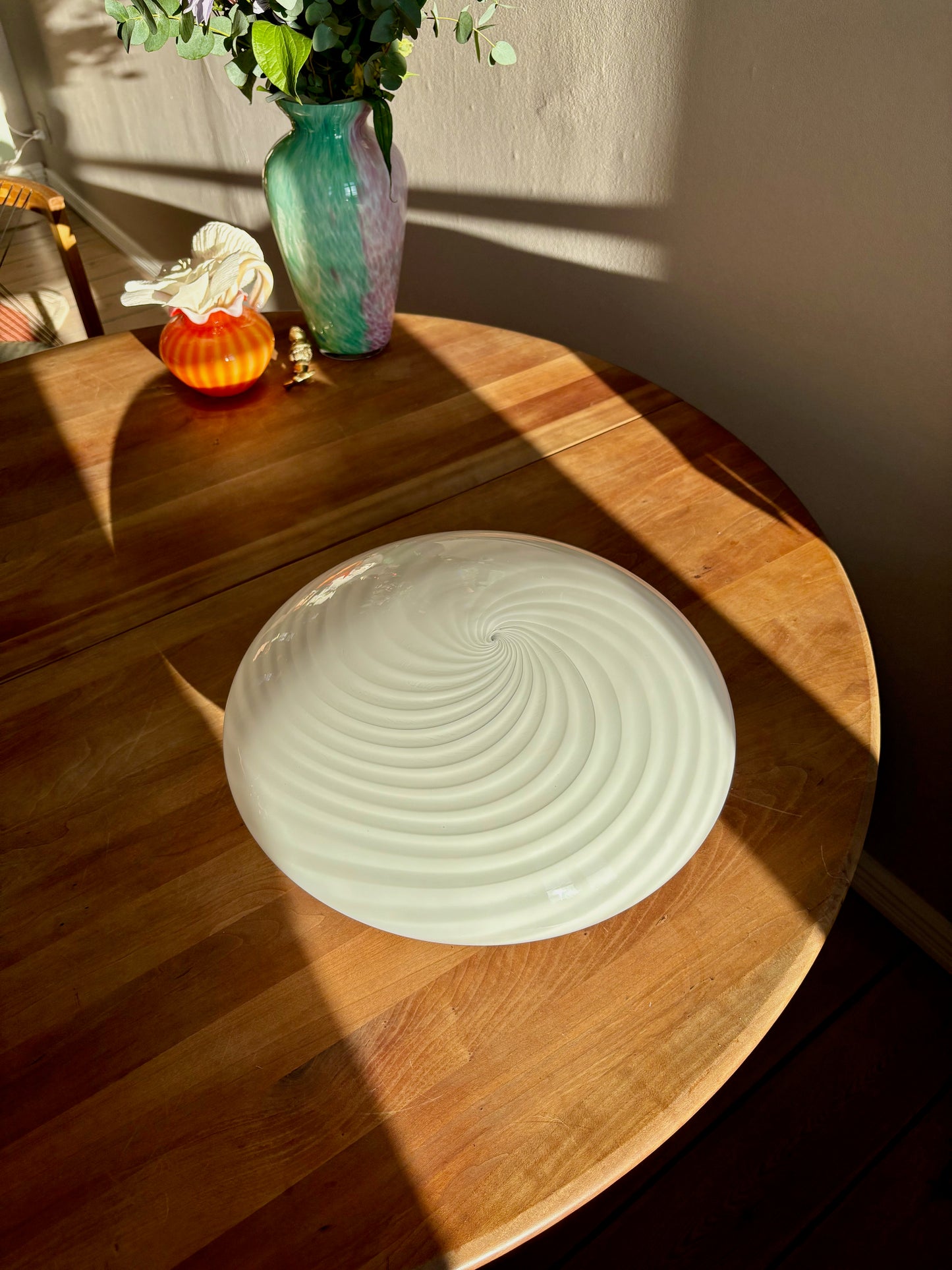 Vintage Murano plafond i hvid swirl 38 cm
