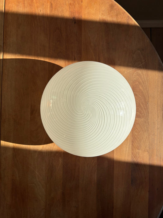 Vintage Murano plafond hvid m. hvide swirl striber 30 cm