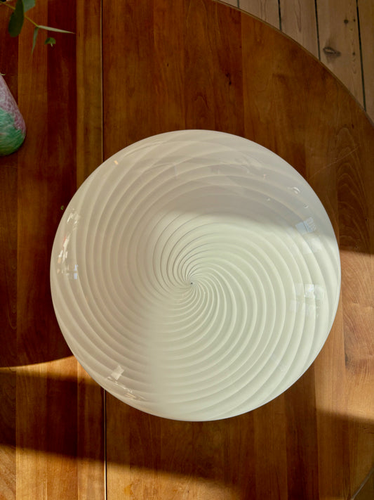 Kæmpe vintage Murano plafond i hvid swirl 50 cm