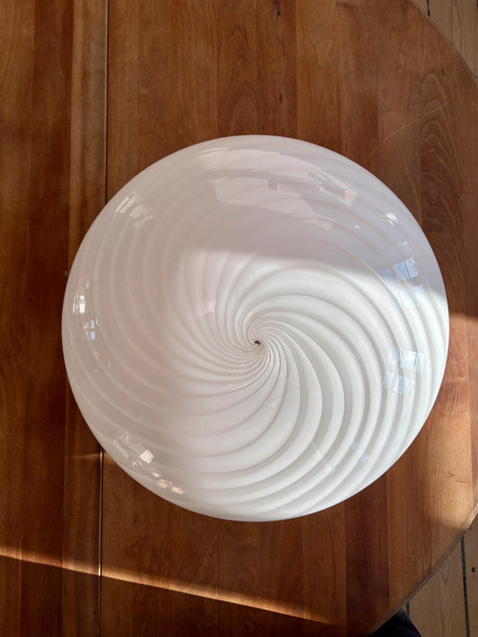 Kæmpe vintage Murano plafond hvid swirl 48 cm