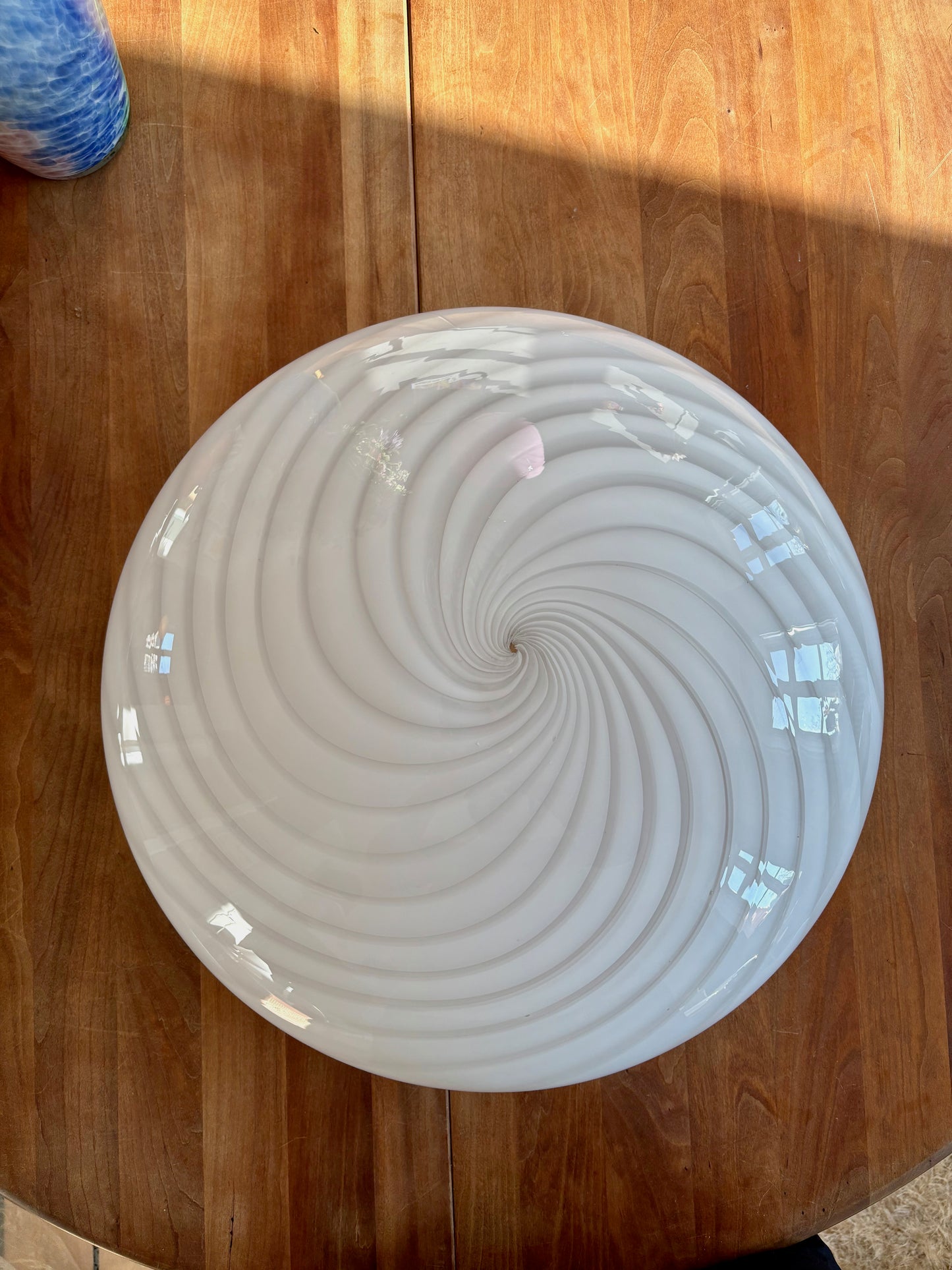 Kæmpe vintage Murano plafond hvid swirl 48 cm
