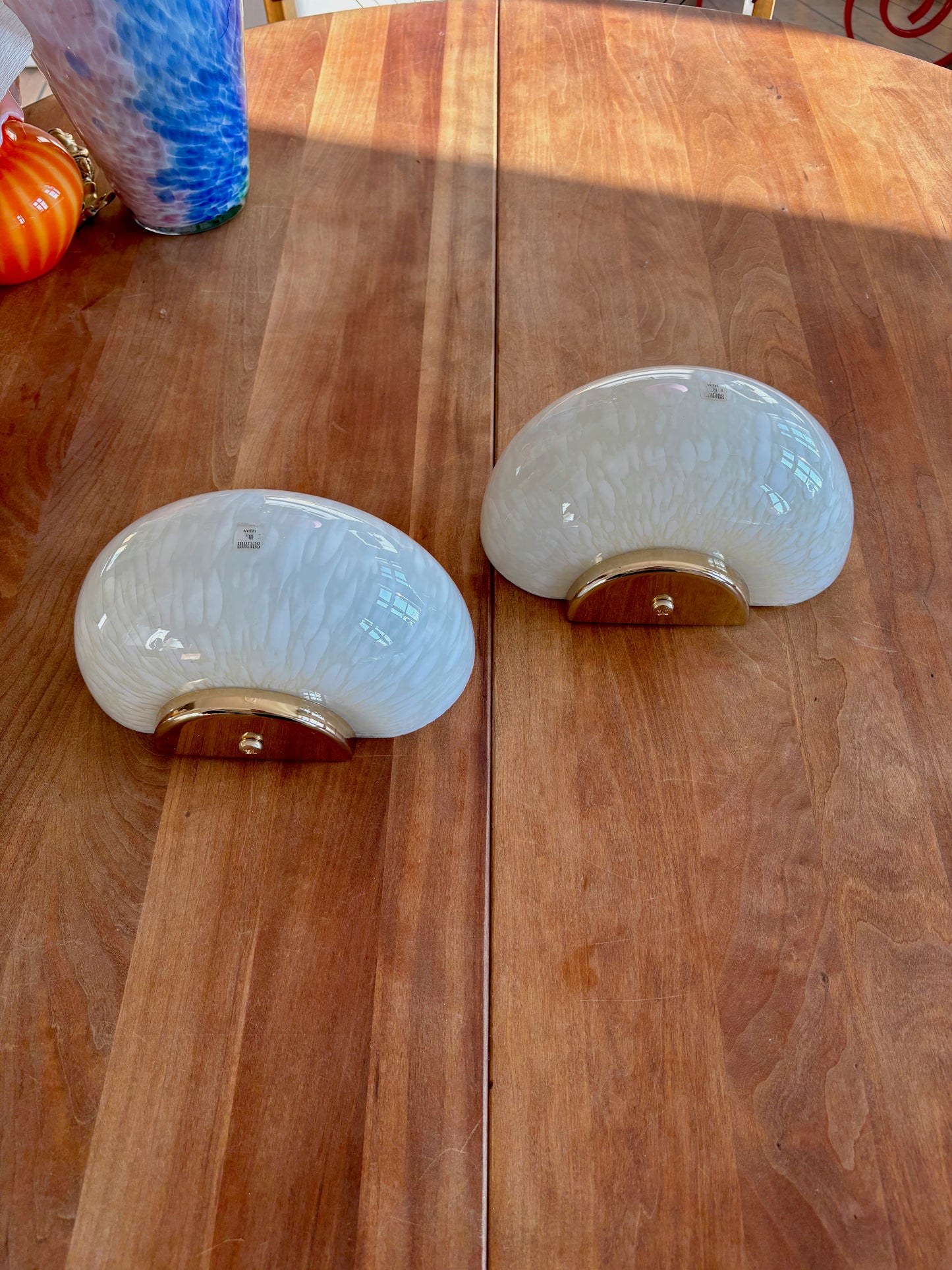 Vintage Murano muslinge væglampe i hvid med hvid perlemor