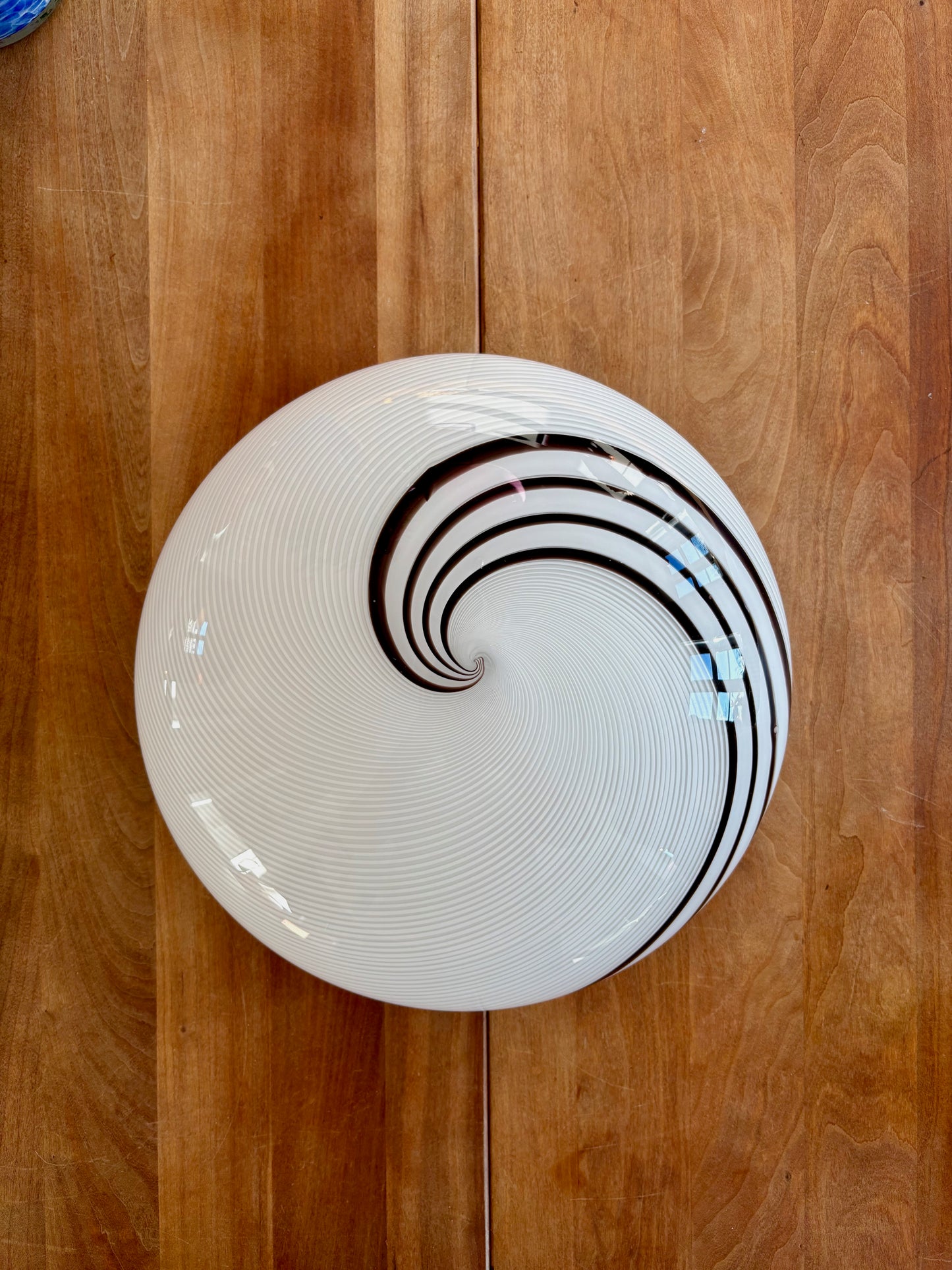 Vintage Murano plafond med hvid og brunt swirl 30 cm