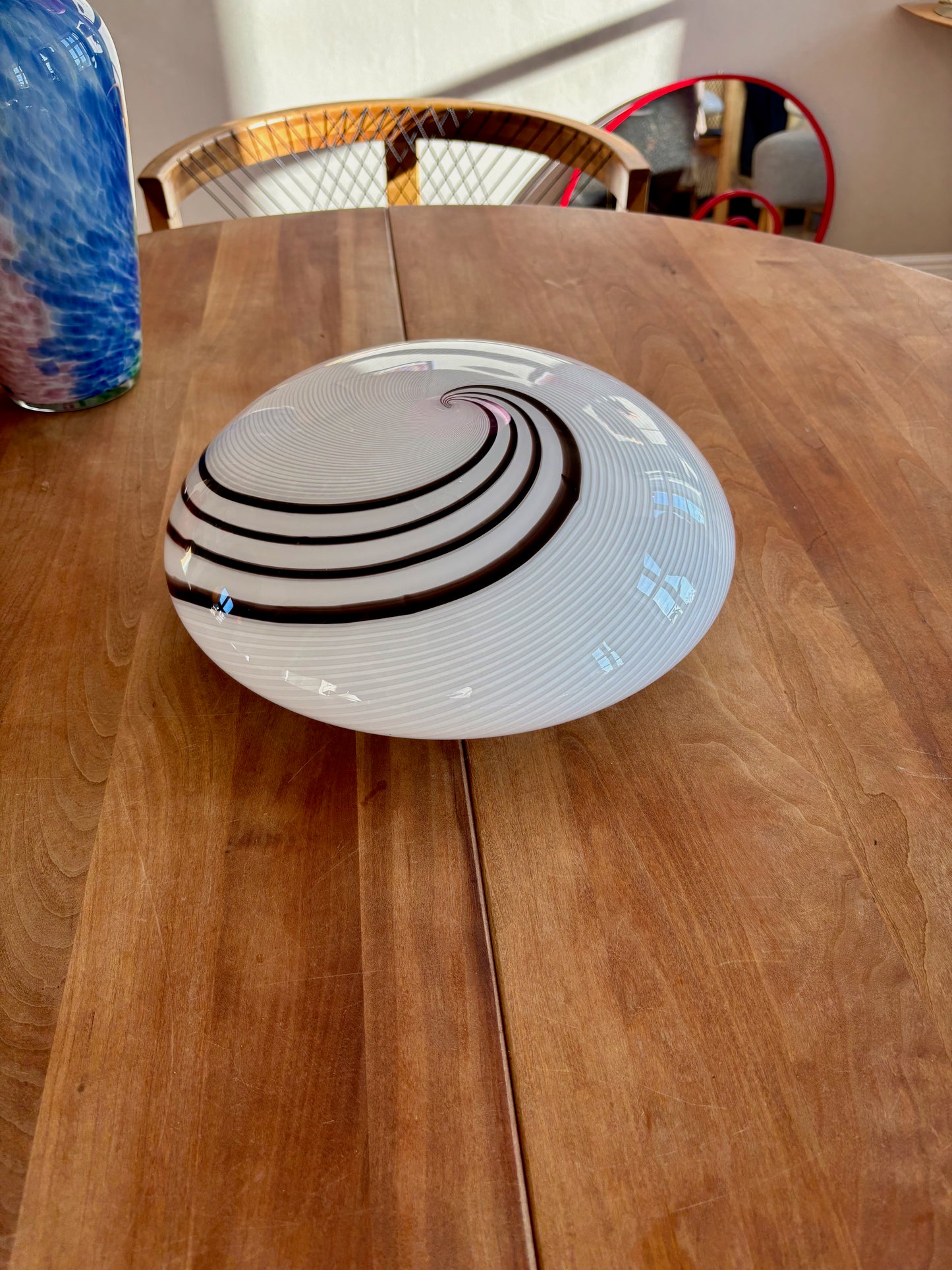 Vintage Murano plafond med hvid og brunt swirl 30 cm