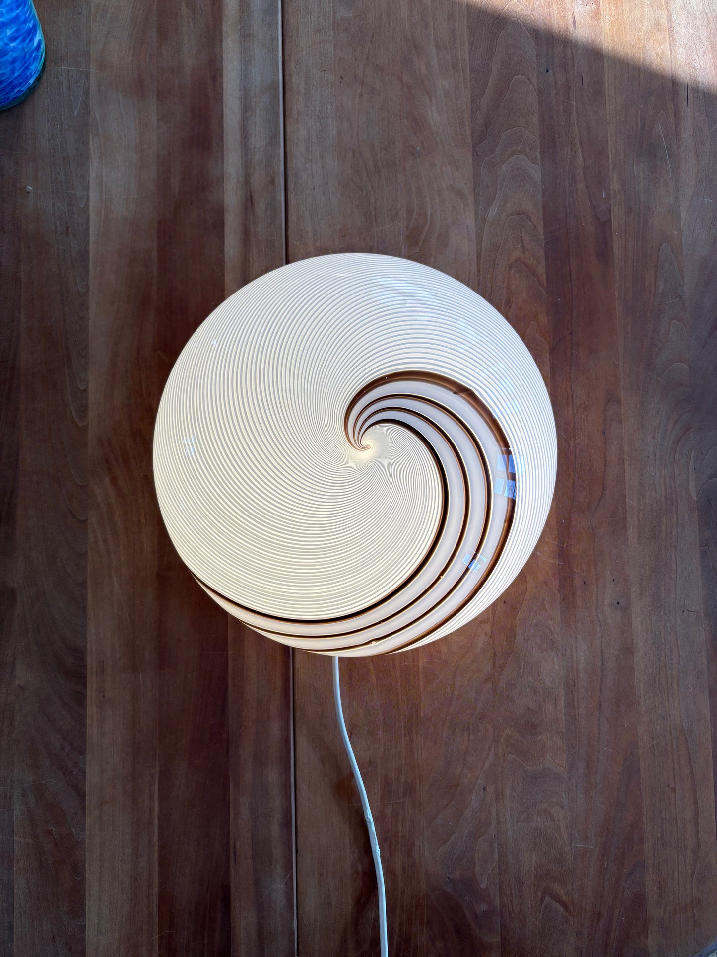 Vintage Murano plafond med hvid og brunt swirl 30 cm