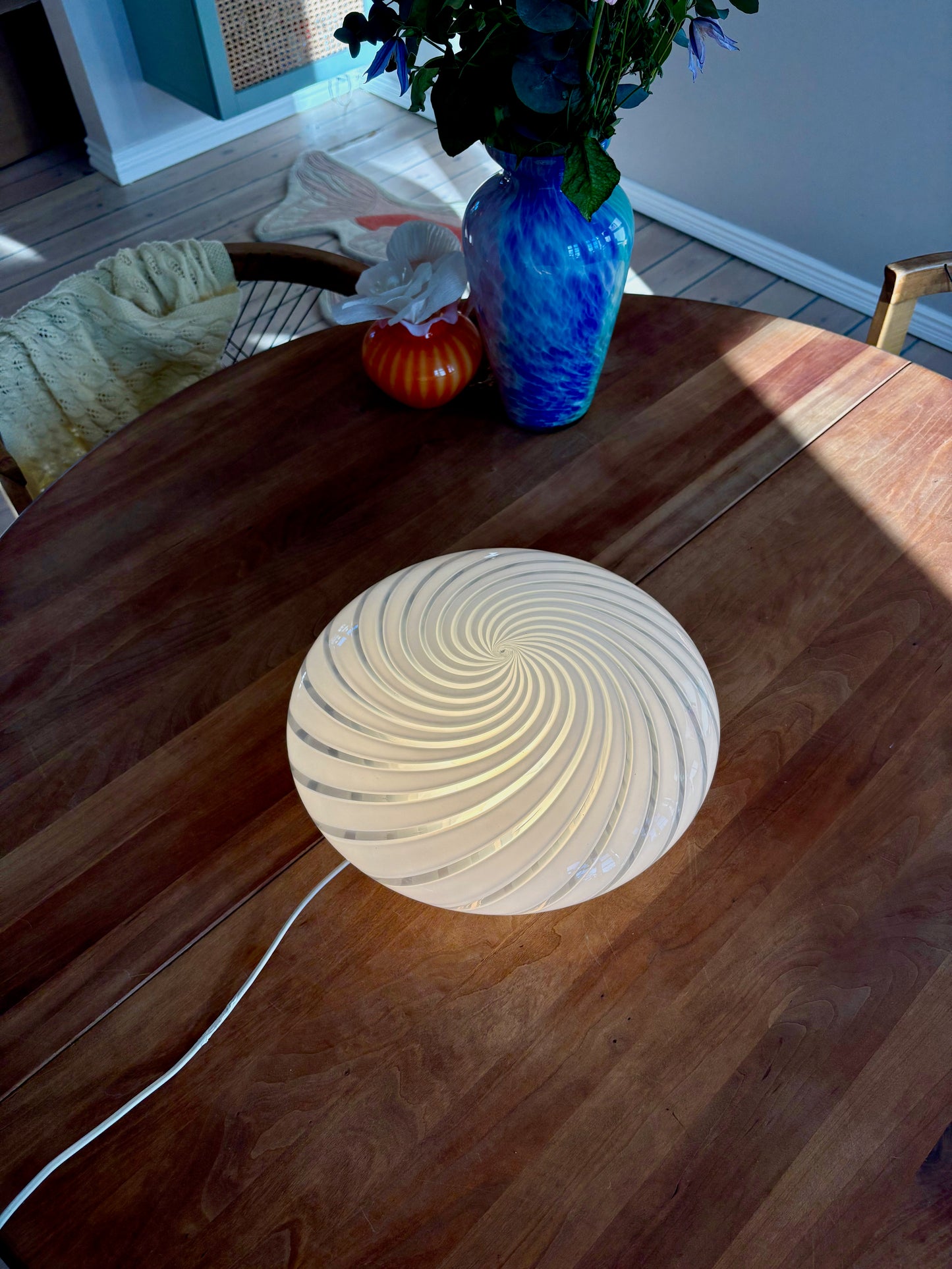 Vintage Murano plafond hvid swirl 32 cm
