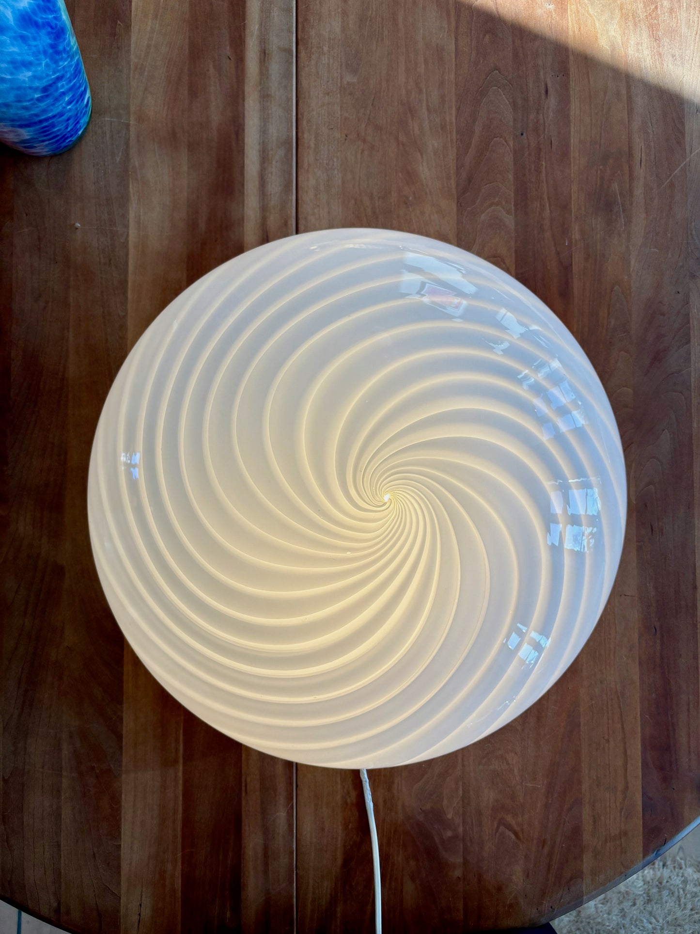 Kæmpe vintage Murano plafond hvid swirl 48 cm