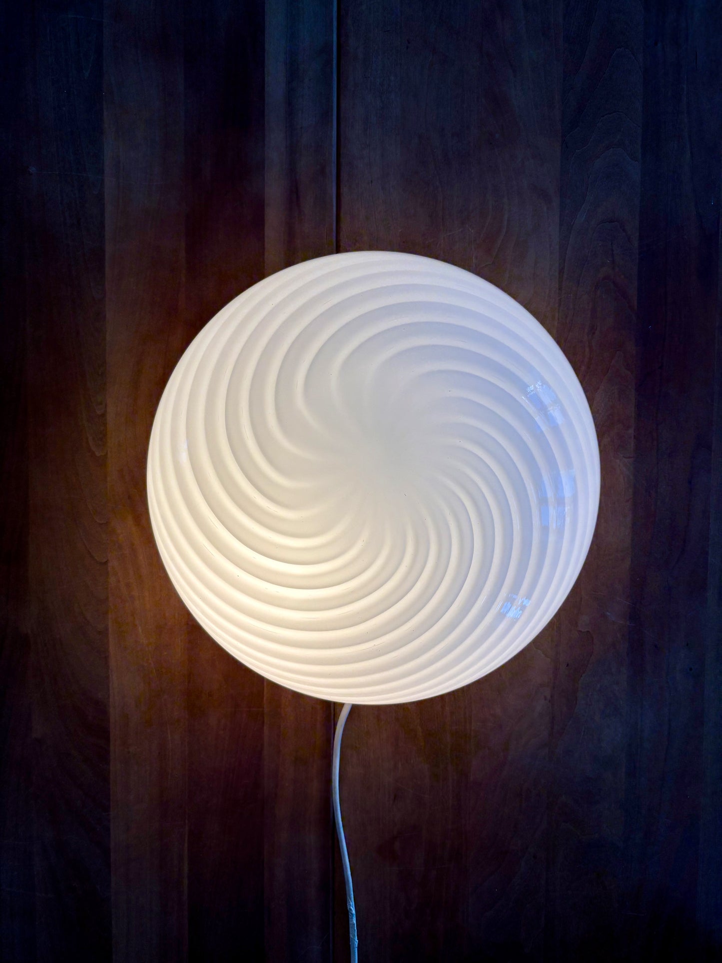 Vintage Murano plafond med hvid swirl 30 cm