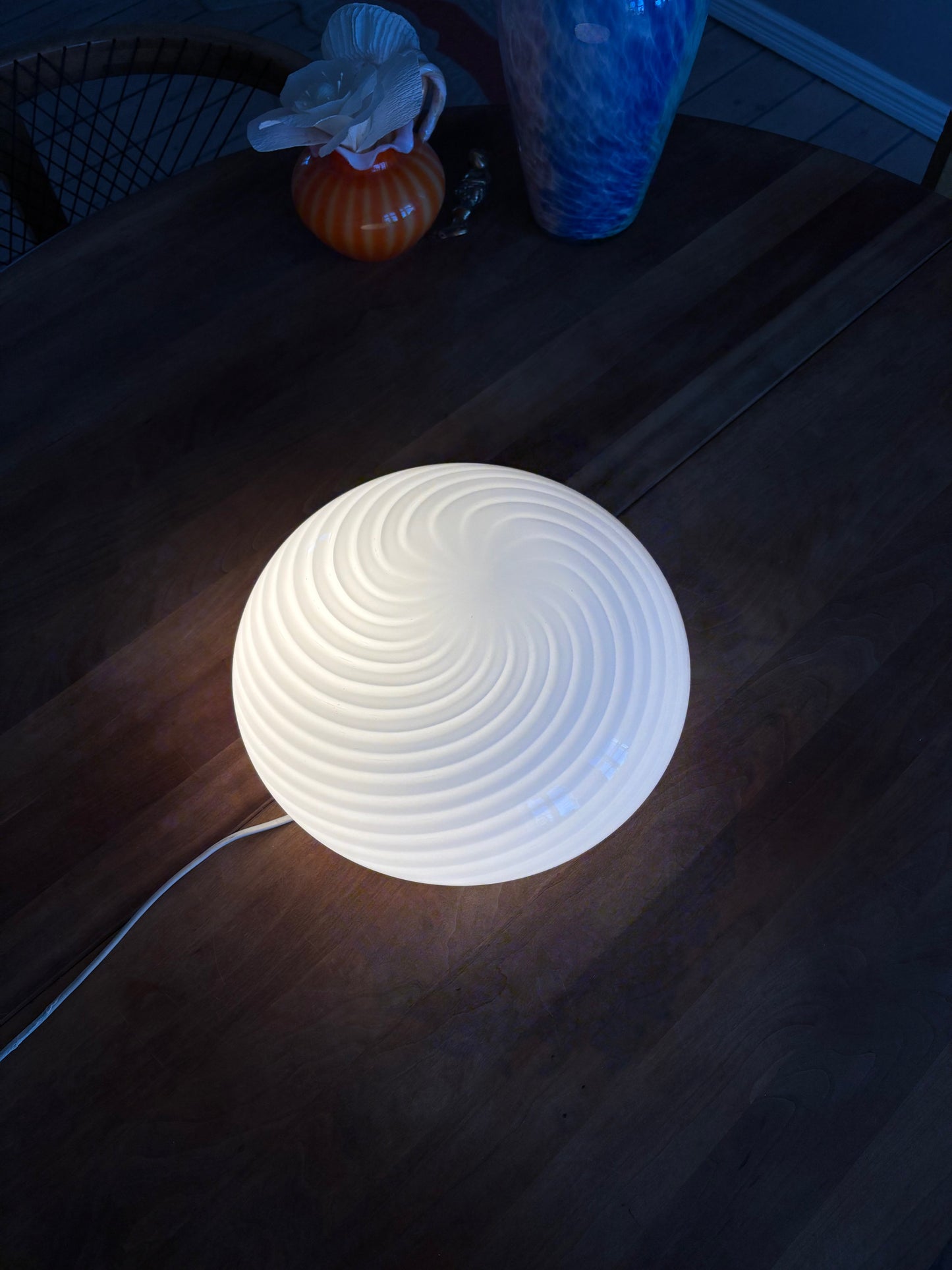 Vintage Murano plafond med hvid swirl 30 cm