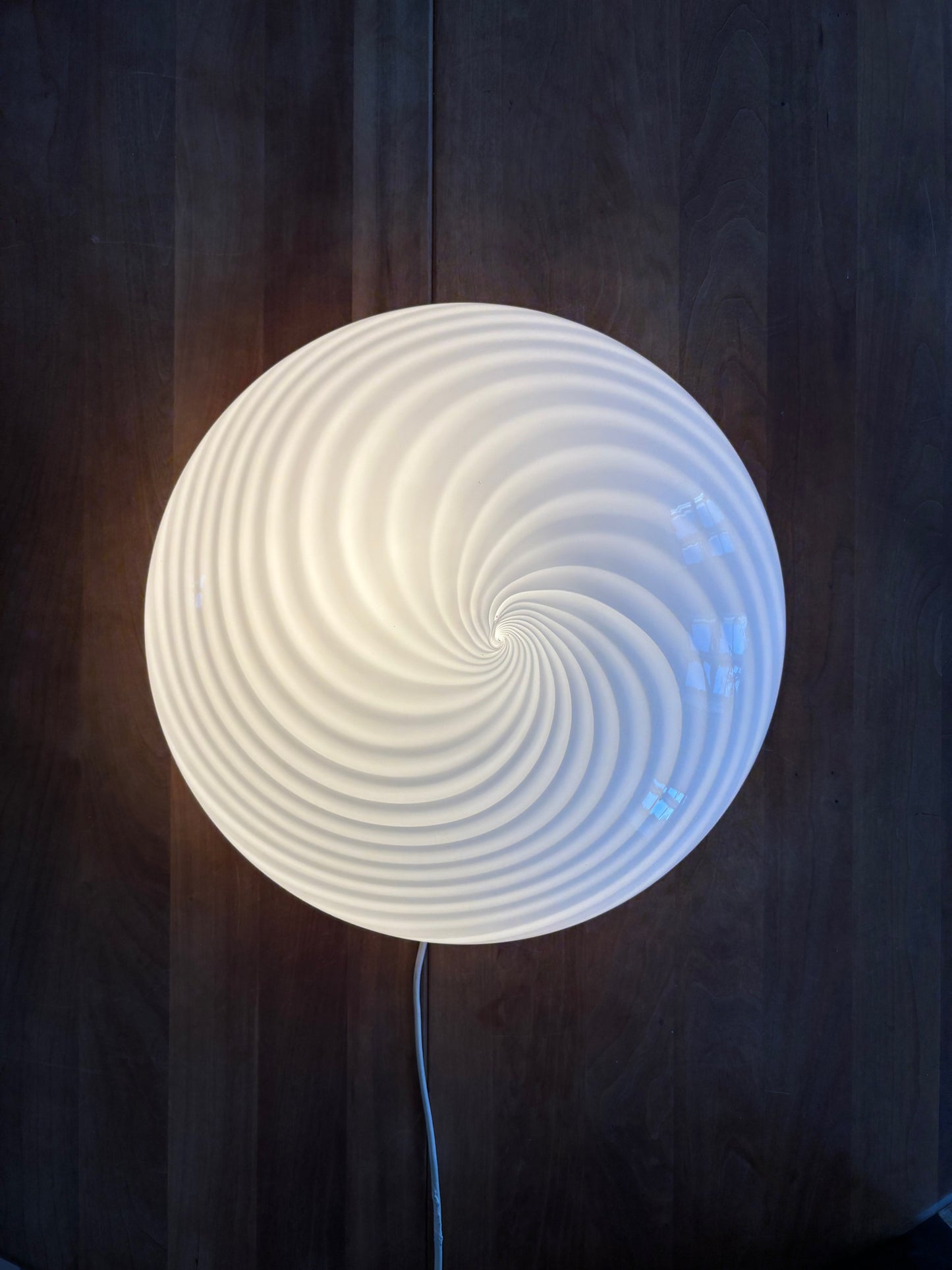 Vintage Murano plafond i hvid swirl 38 cm