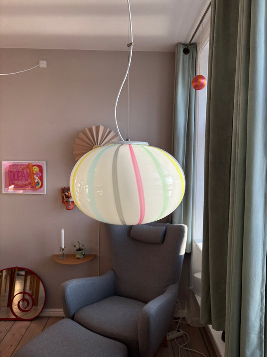 Vintage Murano pendel multicolor filigrana 40 cm