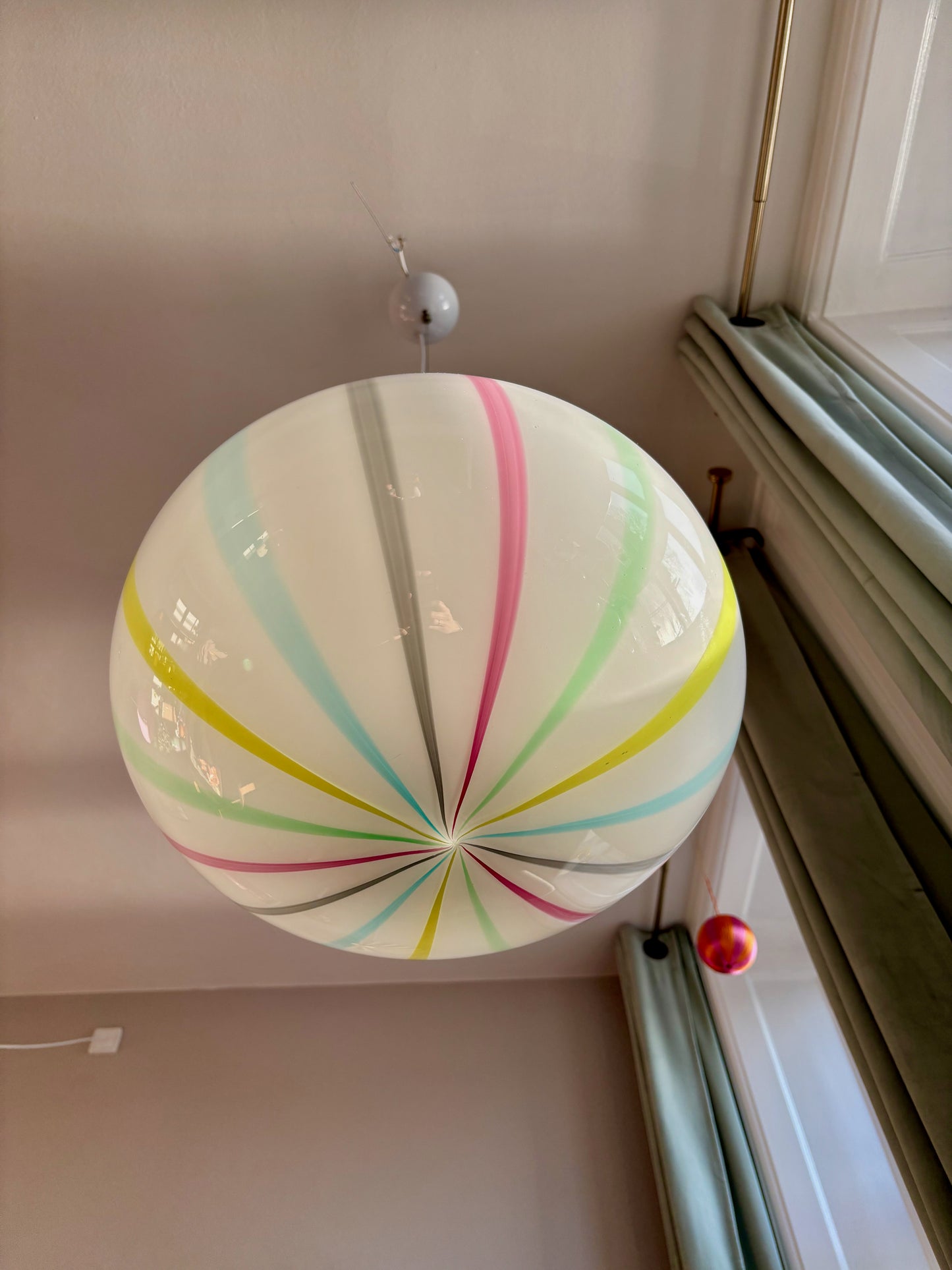 Vintage Murano pendel multicolor filigrana 40 cm