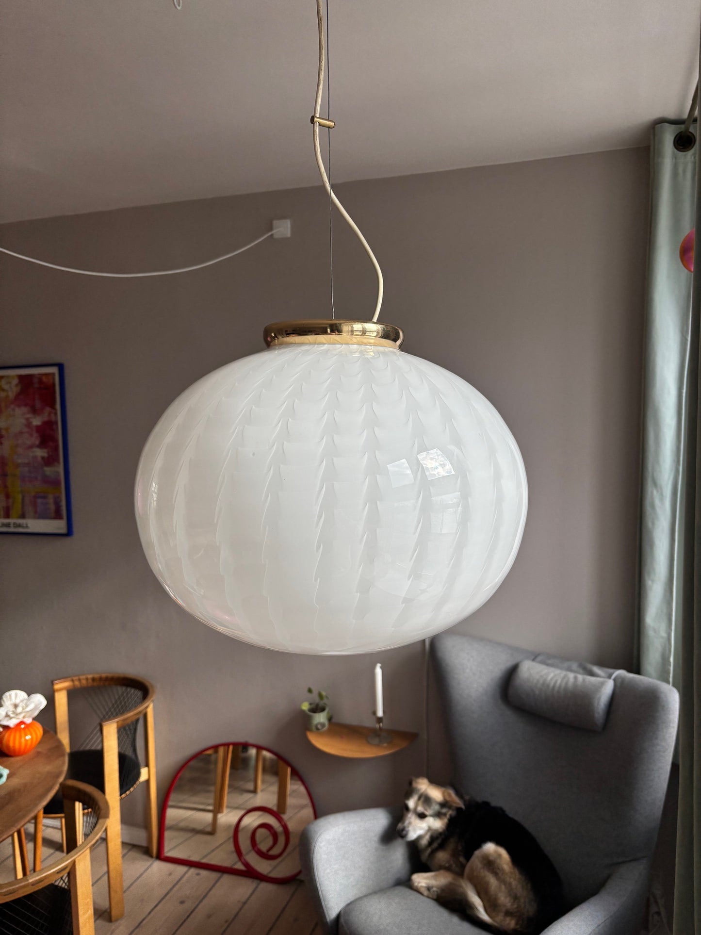 Vintage Murano pendel med peacock mønster 43 cm