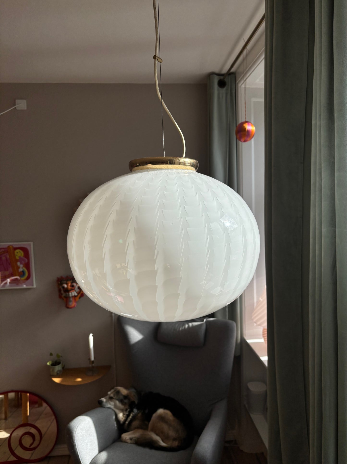 Vintage Murano pendel med peacock mønster 43 cm