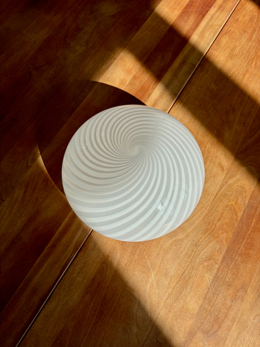 Vintage Murano plafond hvid swirl 26 cm