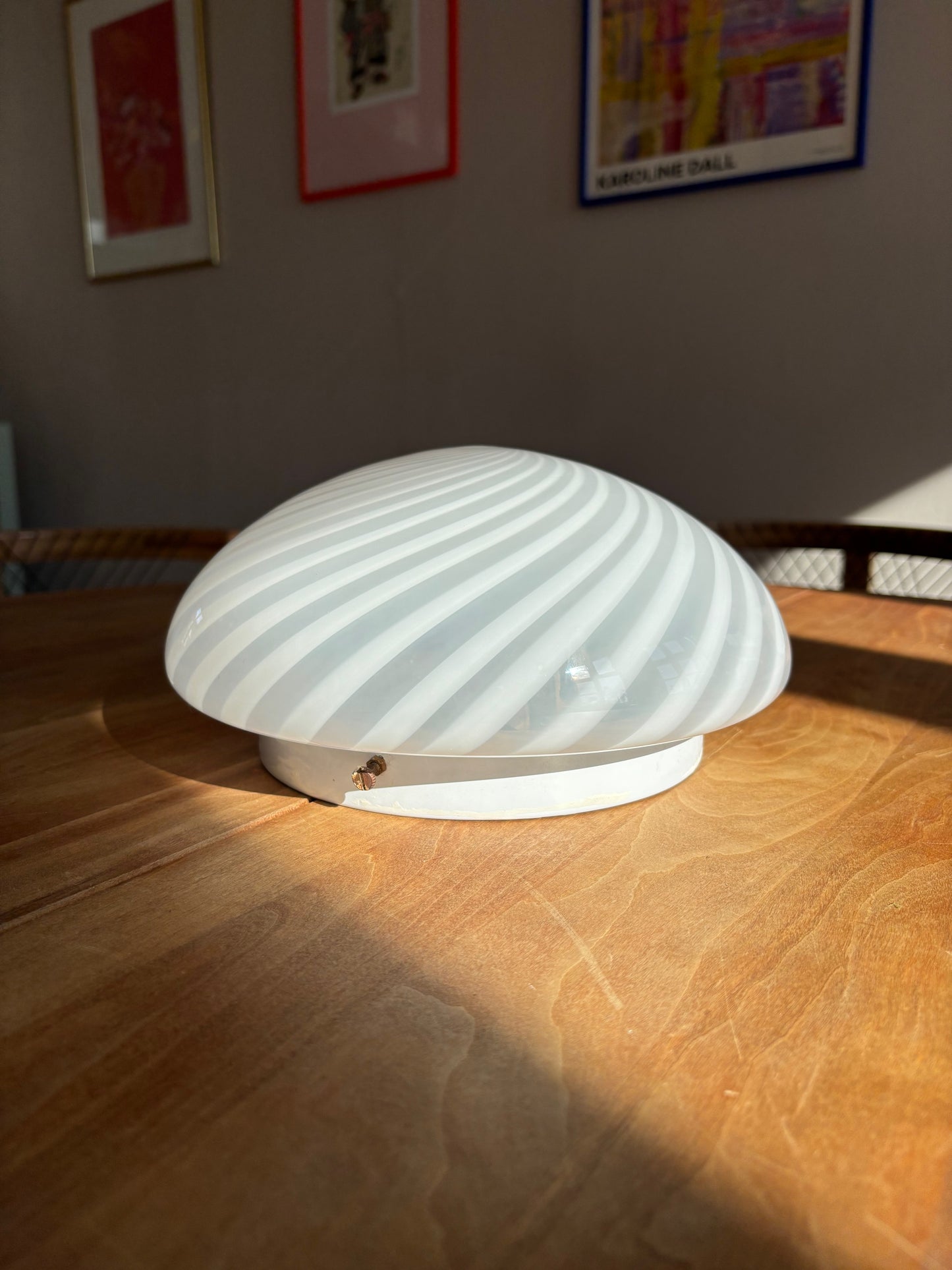 Vintage Murano plafond hvid swirl 26 cm