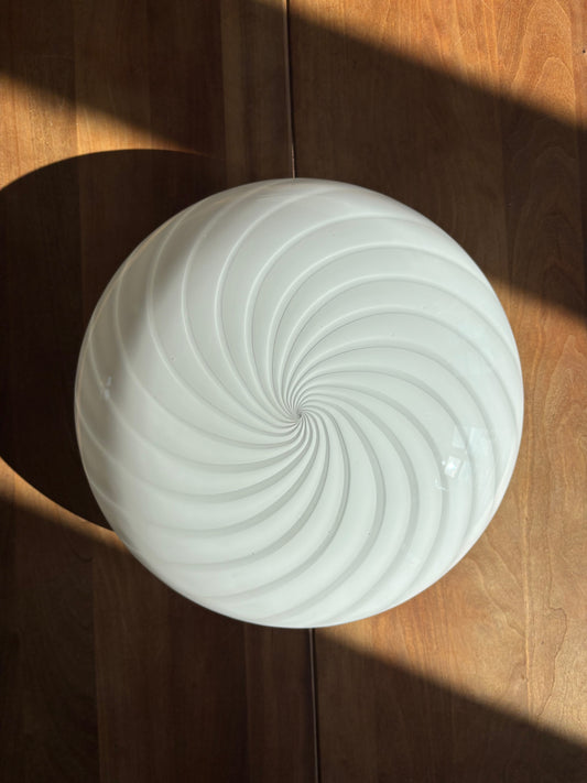 Vintage Murano plafond hvidt swirl 29 cm