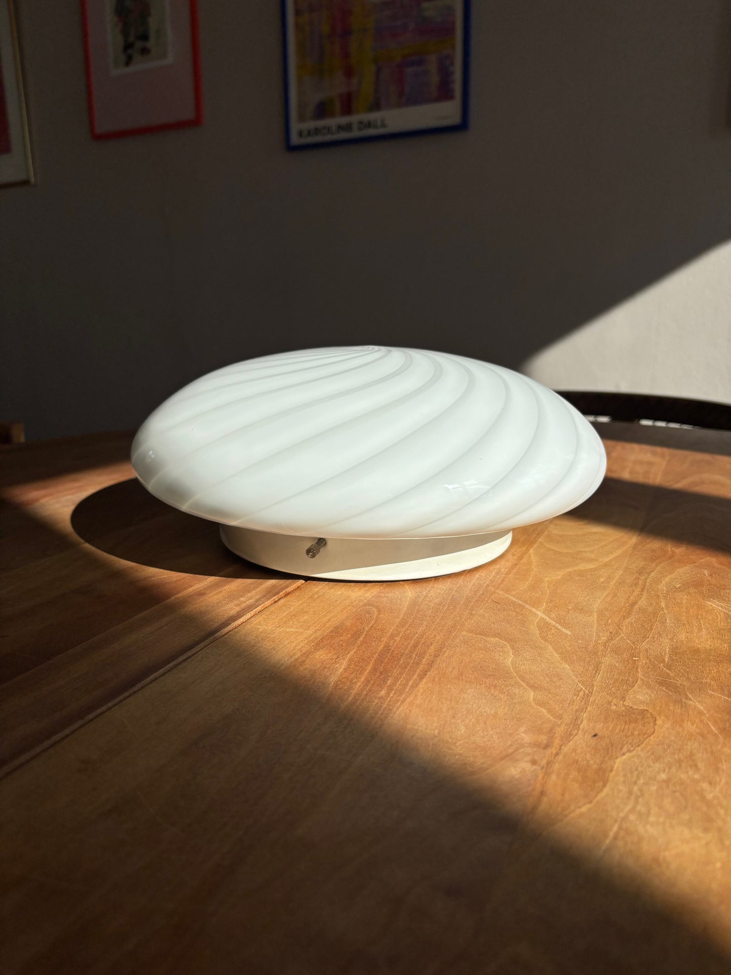 Vintage Murano plafond hvidt swirl 29 cm