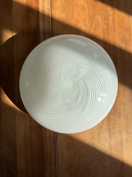 Vintage Murano plafond hvidt og mørkt swirl 38 cm