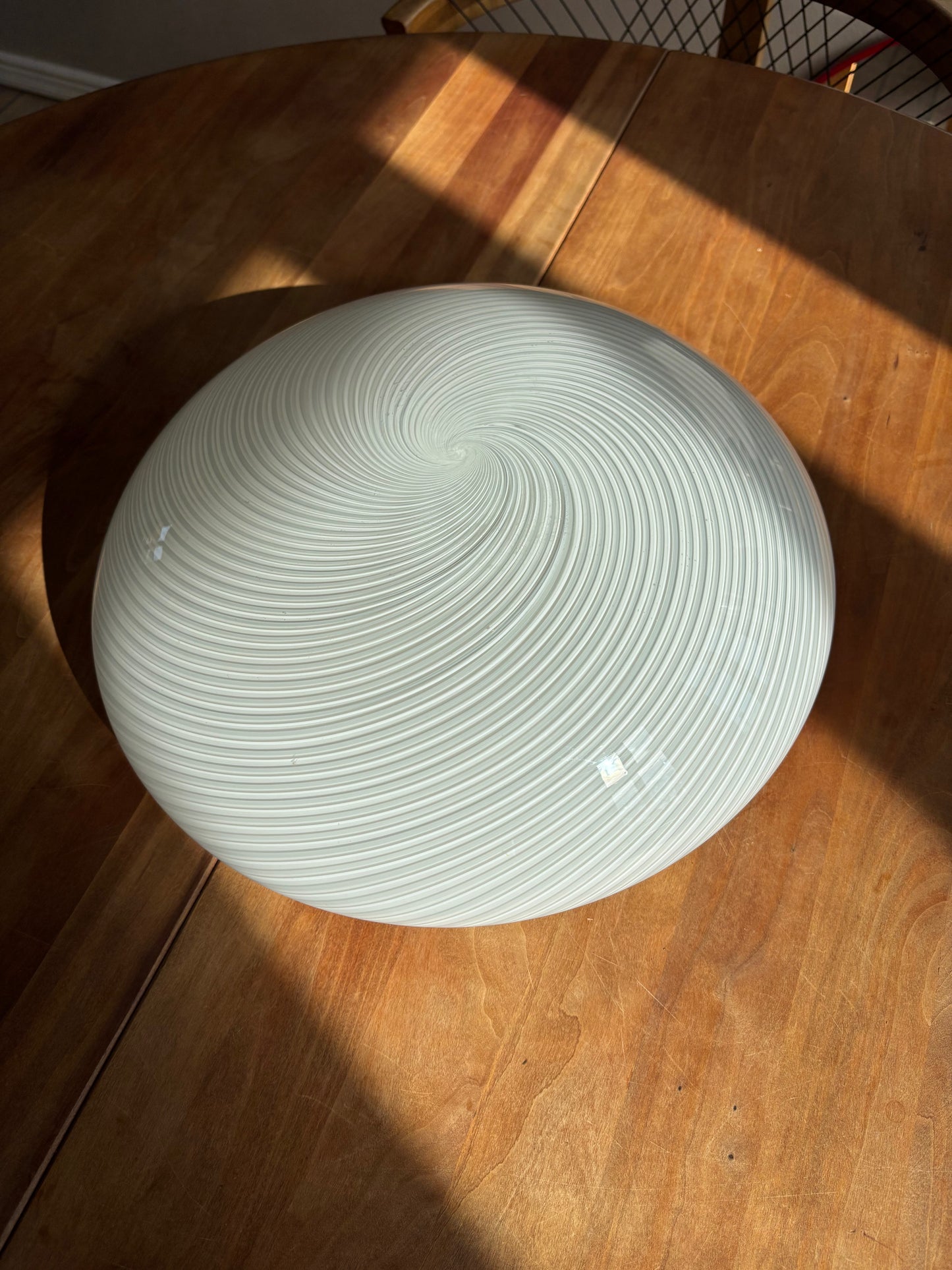 Vintage Murano plafond hvidt og mørkt swirl 38 cm