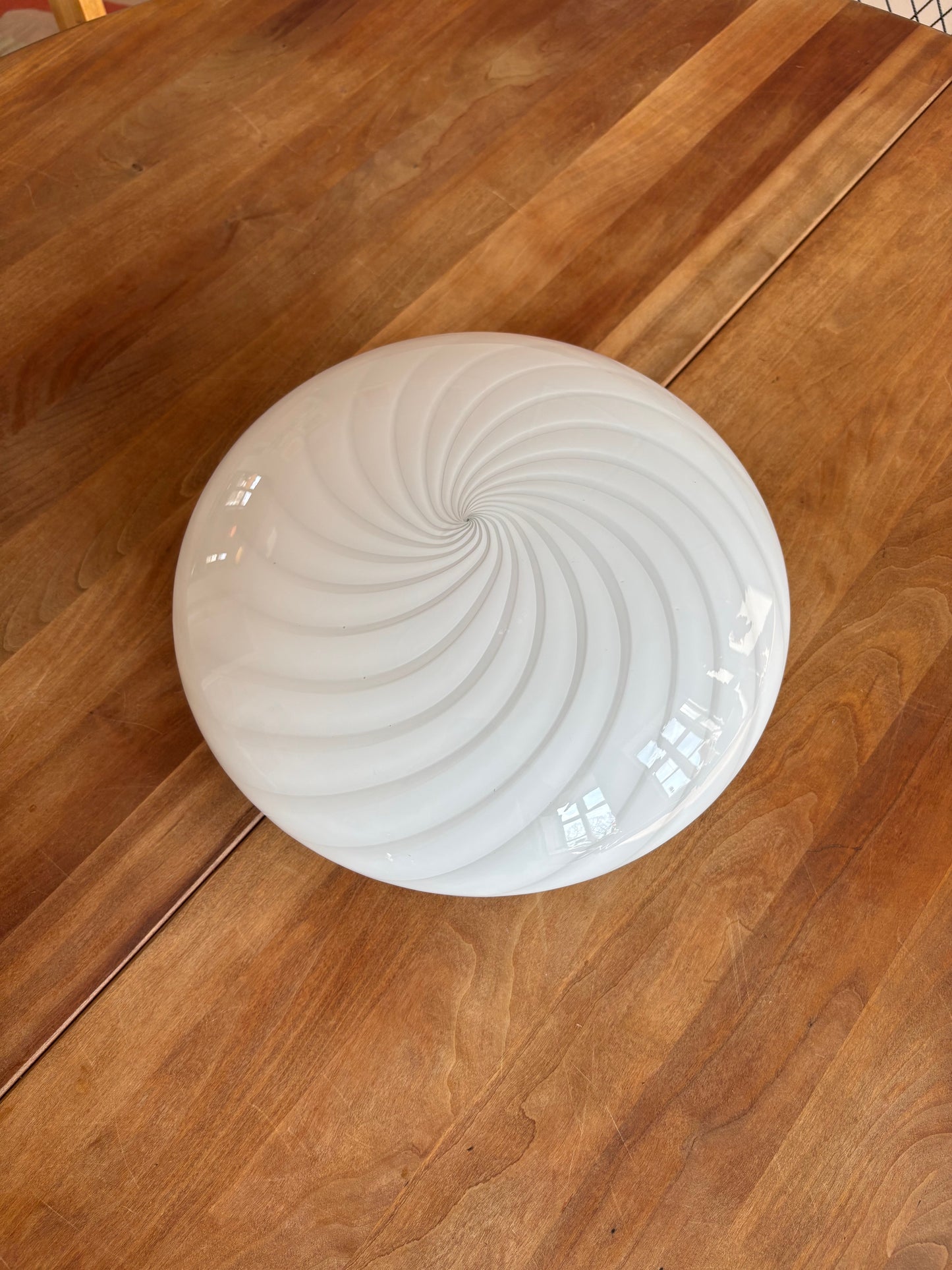 Vintage Murano plafond hvidt swirl 29 cm