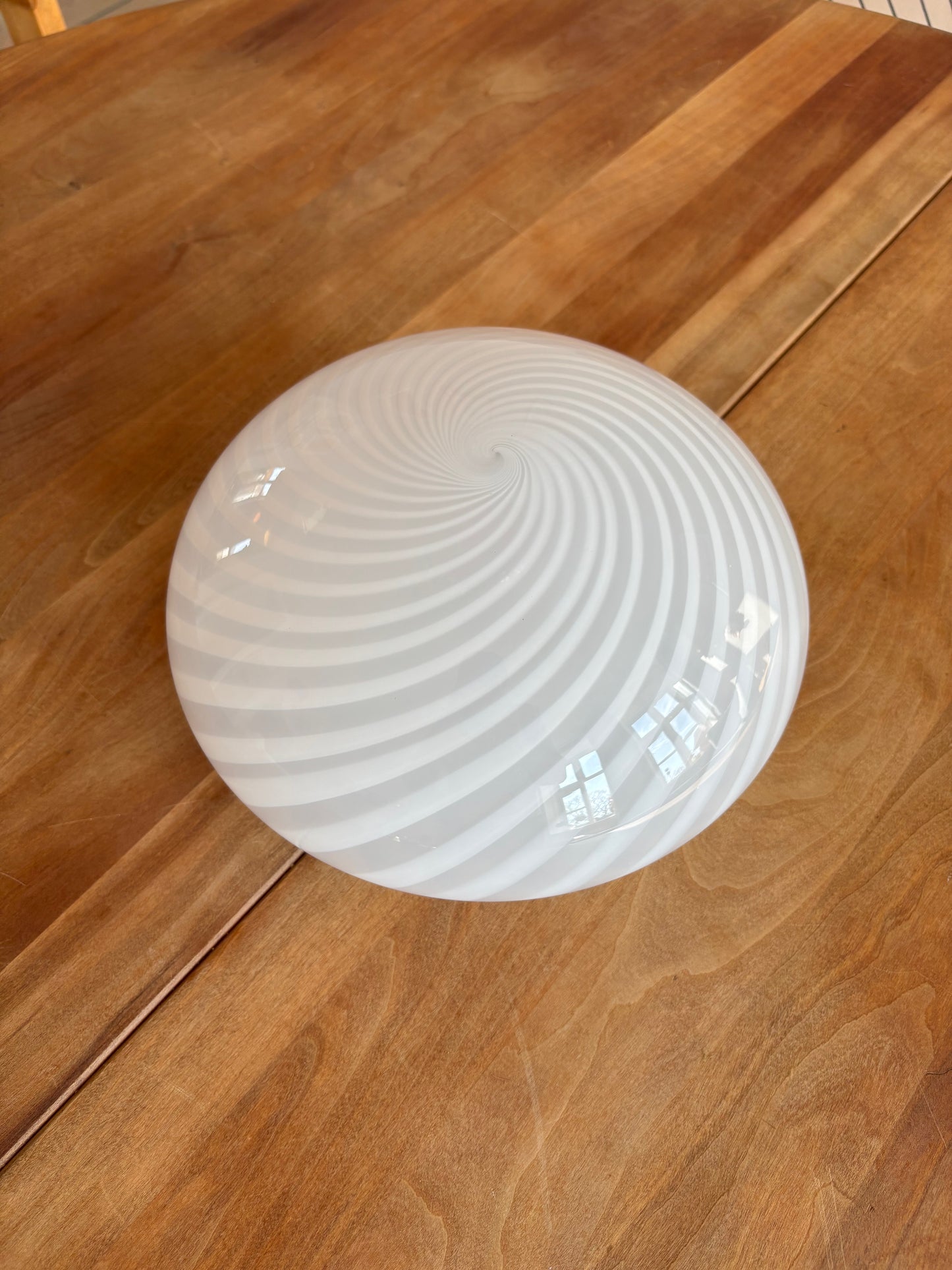 Vintage Murano plafond hvid swirl 26 cm