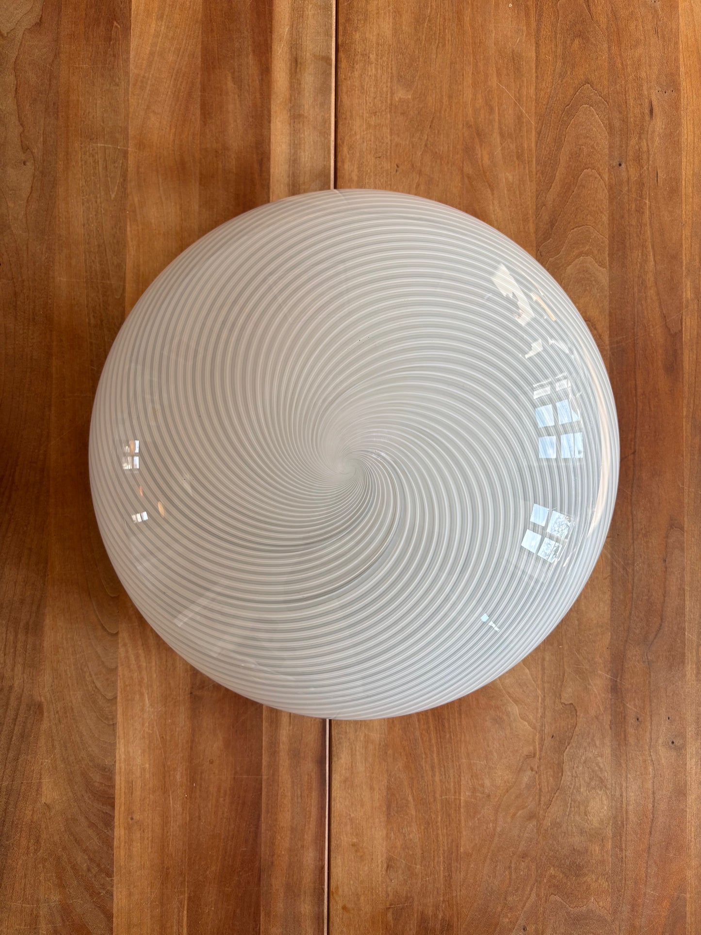 Vintage Murano plafond hvidt og mørkt swirl 38 cm