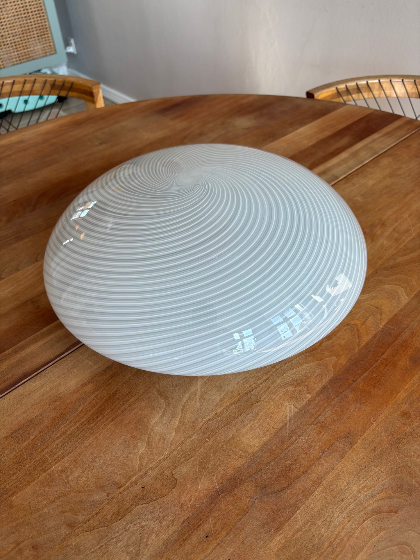 Vintage Murano plafond hvidt og mørkt swirl 38 cm
