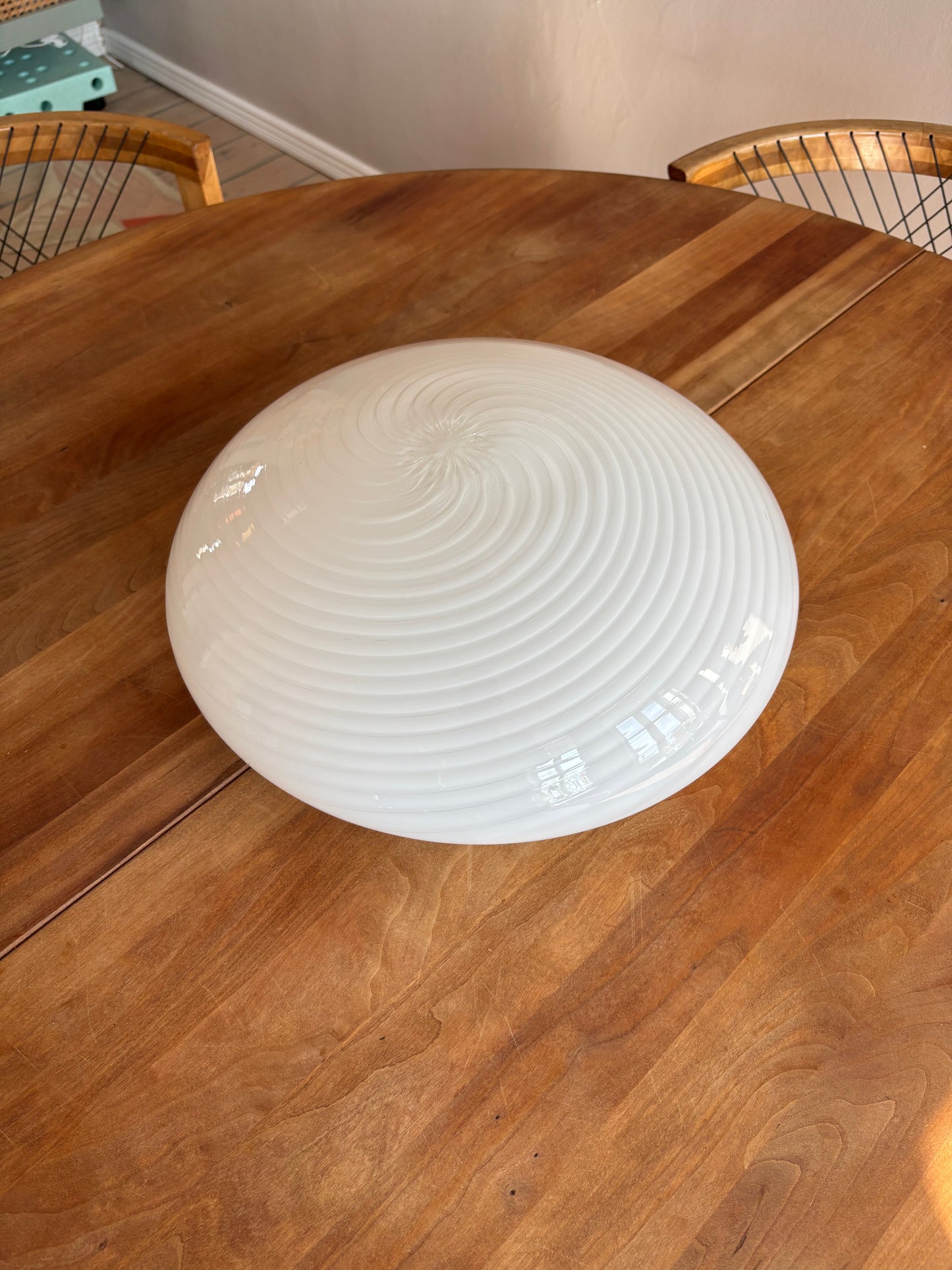 Vintage Effetre Murano plafond hvidt swirl 37 cm