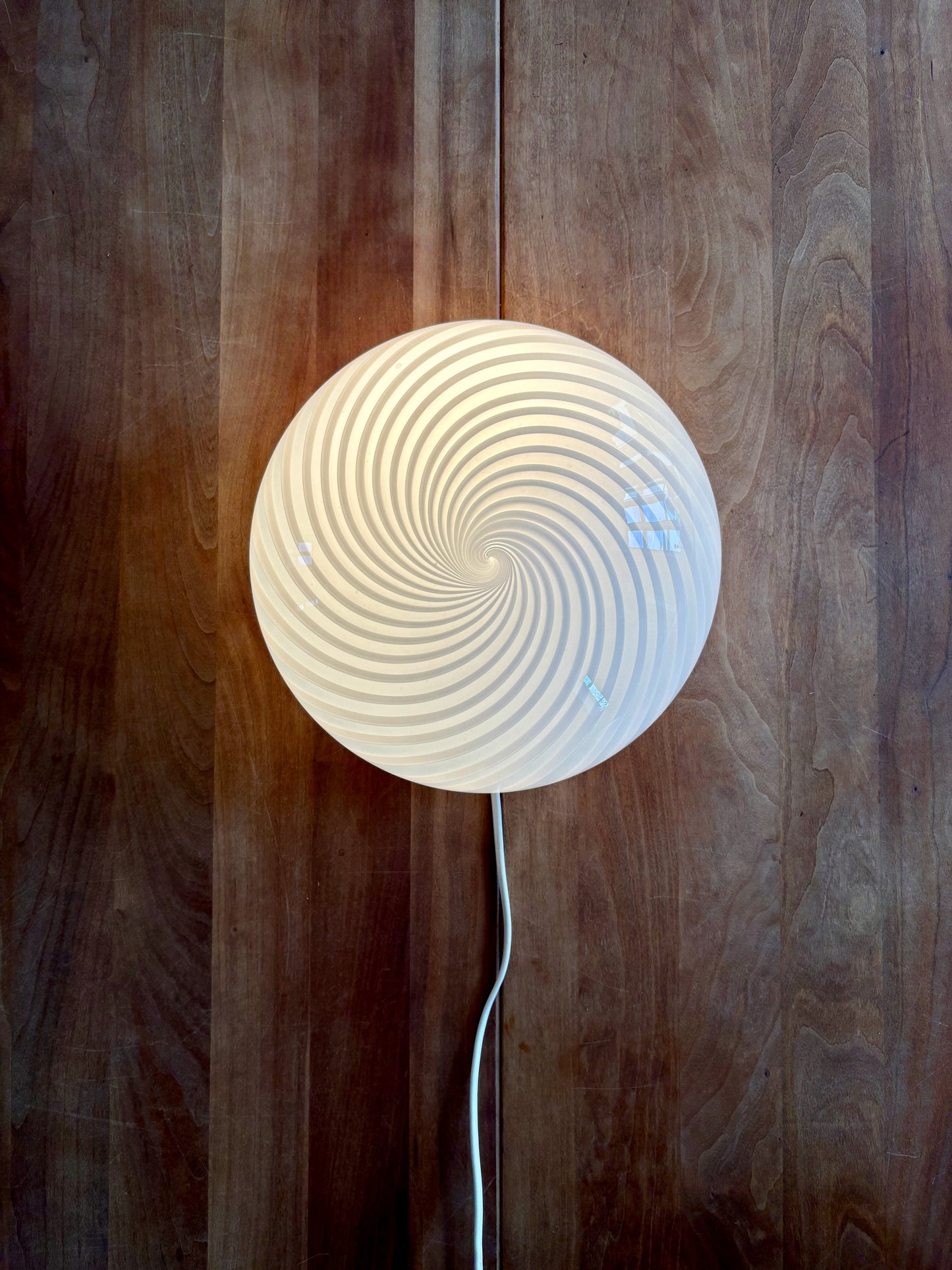 Vintage Murano plafond hvid swirl 26 cm