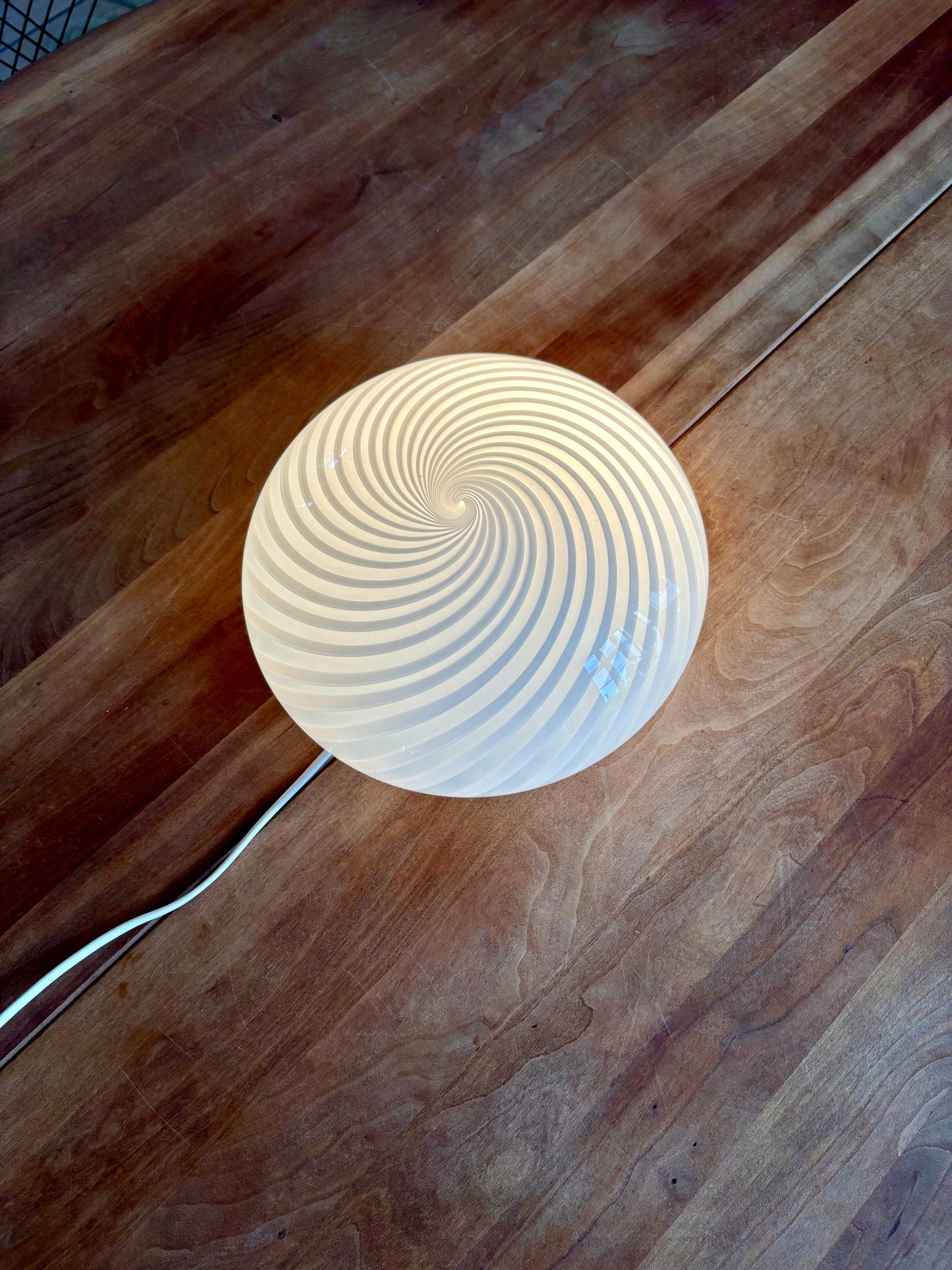 Vintage Murano plafond hvid swirl 26 cm