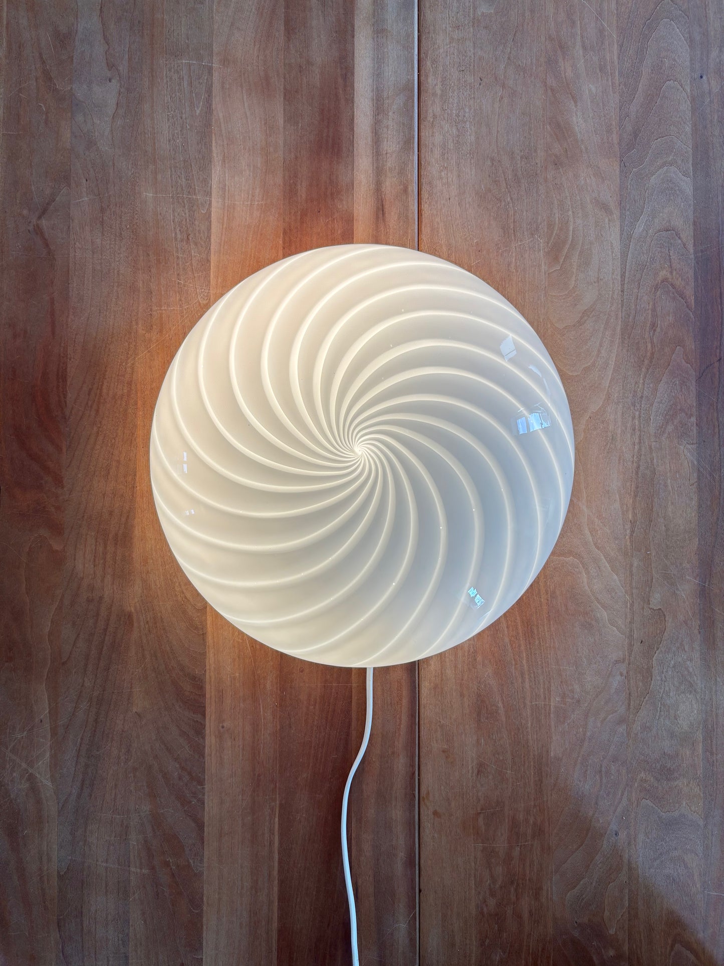 Vintage Murano plafond hvidt swirl 29 cm