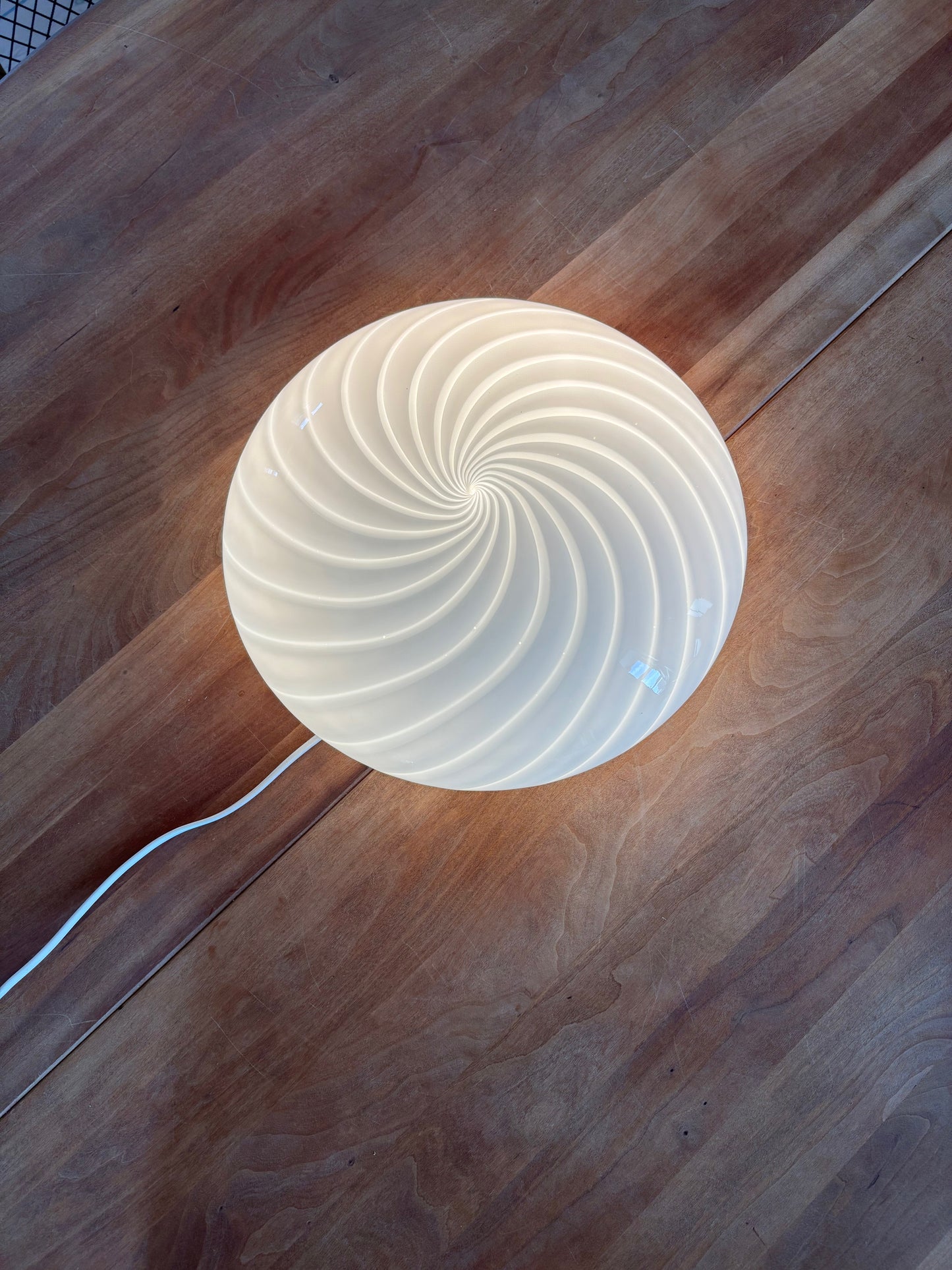 Vintage Murano plafond hvidt swirl 29 cm